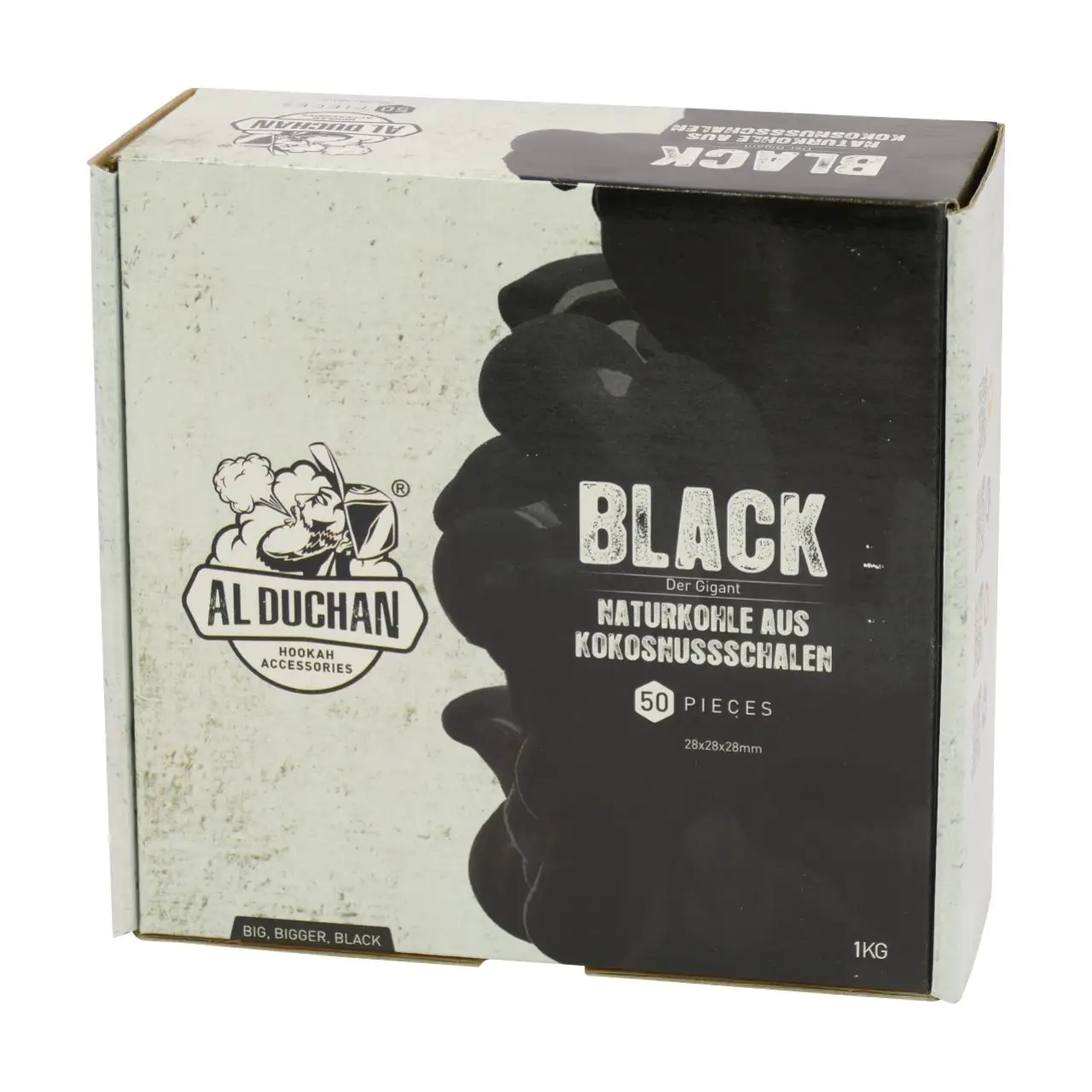 Al Duchan Black 28-er Kokoskohle, 1 kg Al Duchan Shisha Kohle Black - 28mm - 1 kg