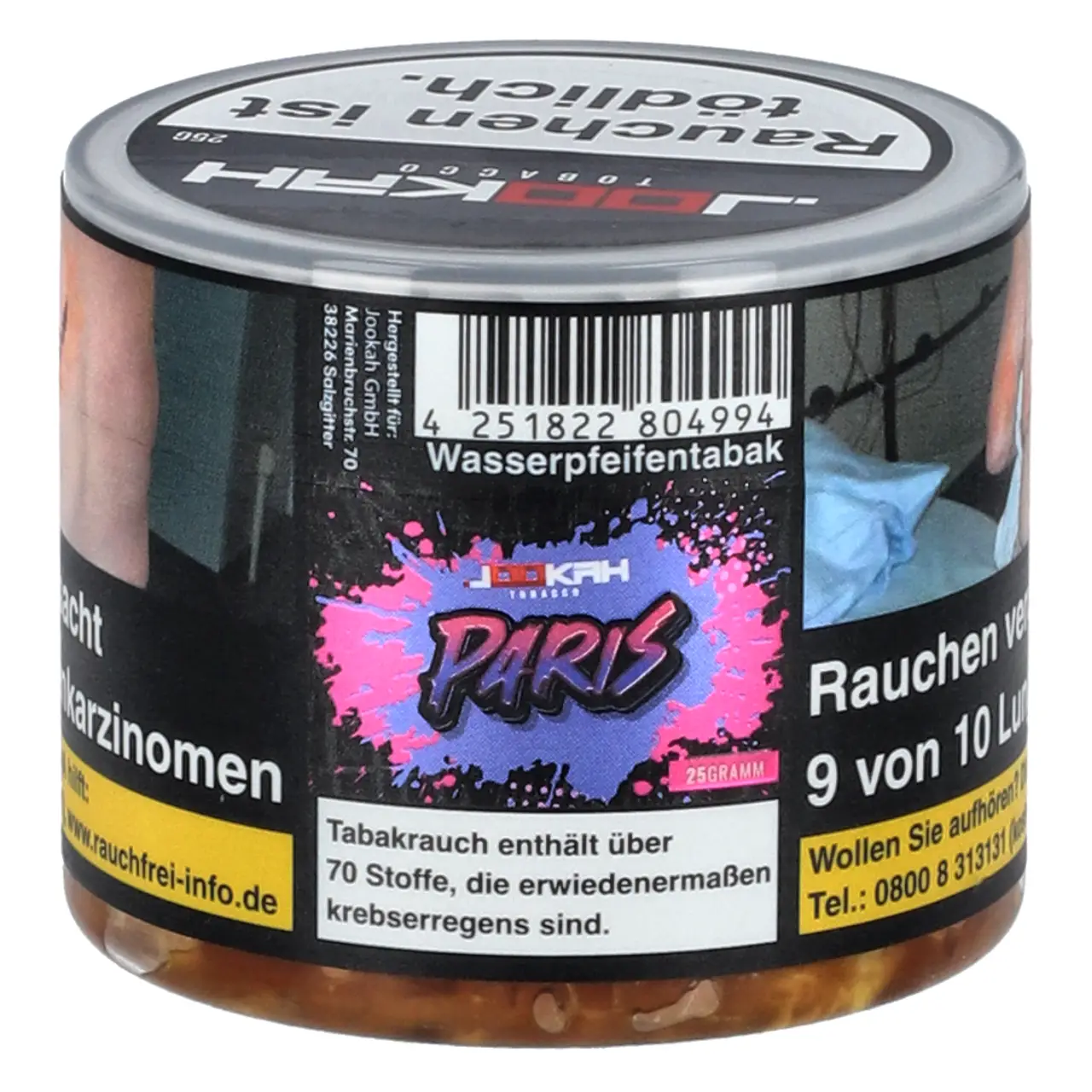 Jookah Tobacco Wassermelone Honigmelone Maracuja Pfirsich (Paris) Shisha Tabak, 25g Jookah Shisha Tabak Paris - Wassermelone Honigmelone Maracuja Pfirsich - 25g