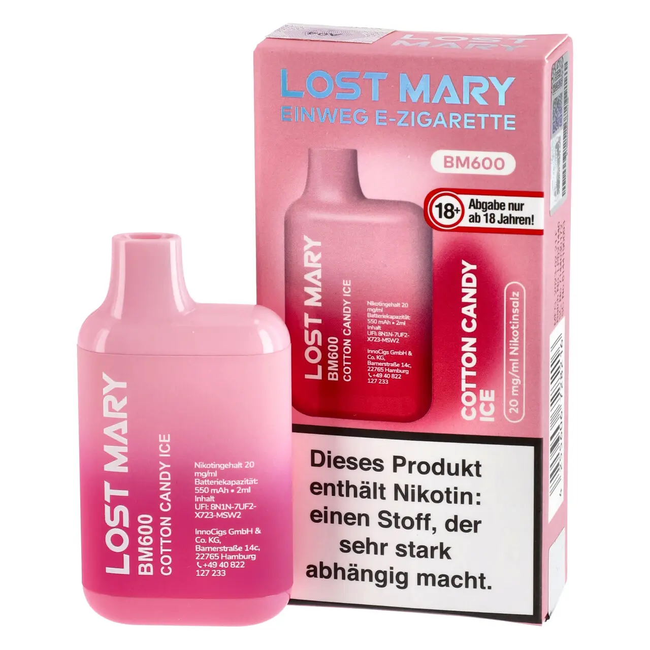 Lost Mary BM600 Zuckerwatte Ice (Cotton Candy Ice) Einweg E-Shisha, 2ml Cotton Candy Ice - Lost Mary Einweg Vape by Elfbar