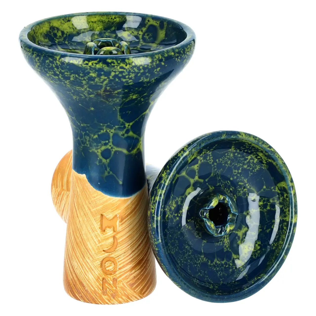 Moon Phunnel Tabakkopf Marble Blue Yellow von Vorne