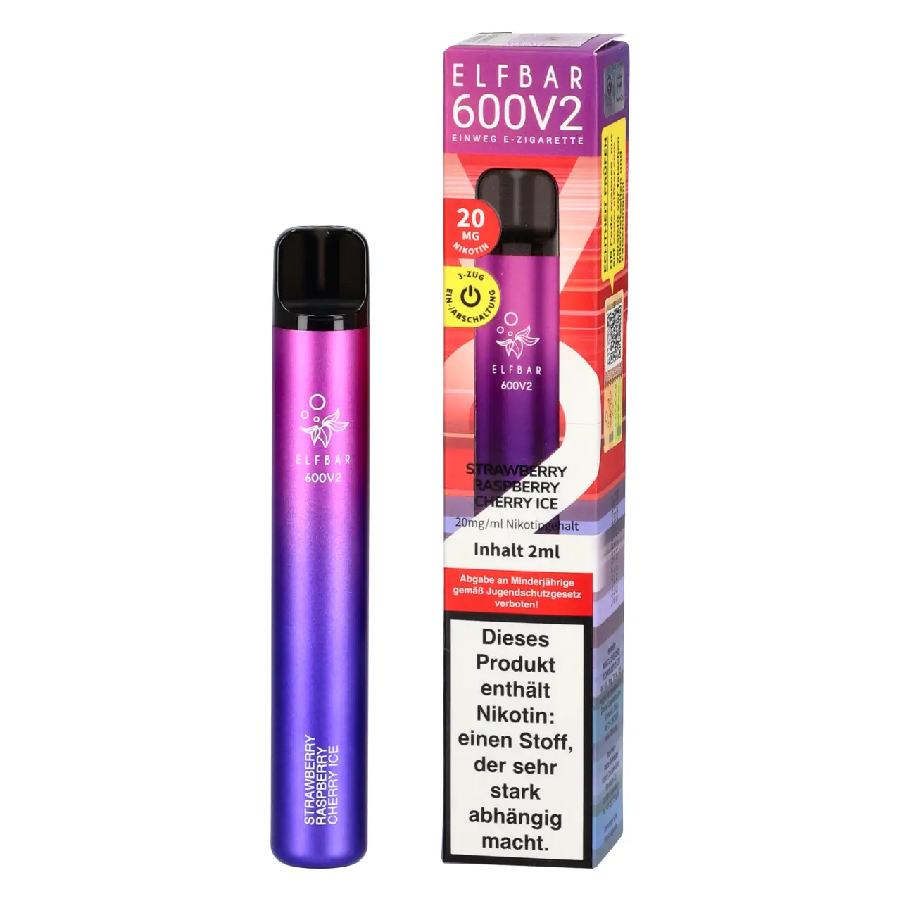Strawberry Raspberry Cherry Ice - Elfbar 600V2 Einweg Vape mit Mesh-Coil