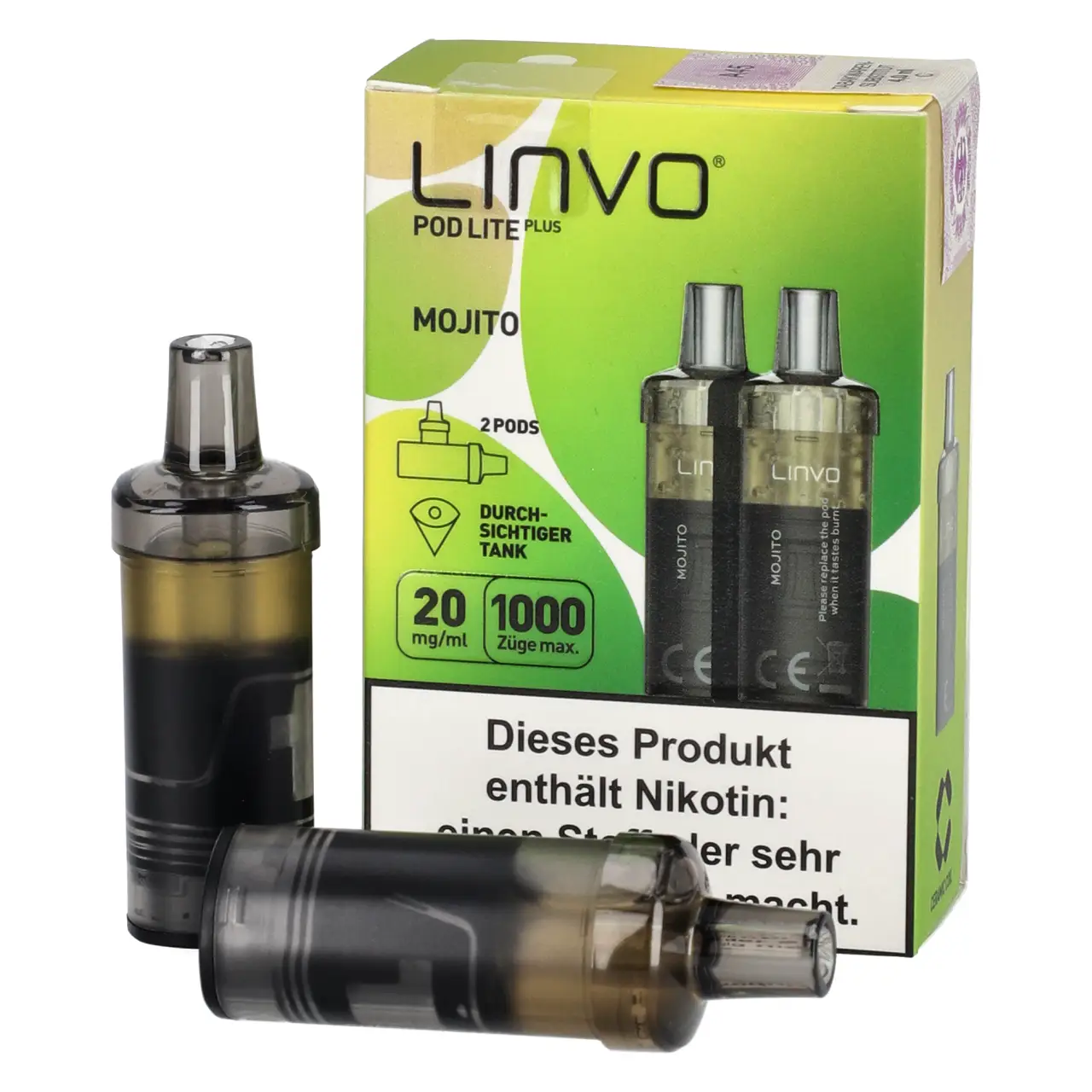 Linvo Pod Lite Plus Mojito Cocktail (Mojito) 2ml Liquid Pods, 2-er Pack Mojito - Linvo Pod Lite Plus Prefilled Pod - 2er Packung