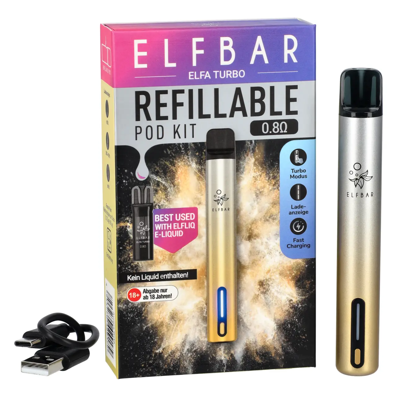 Elfbar Elfa Turbo Pod Kit E-Zigaretten-Set in Aurora Gold