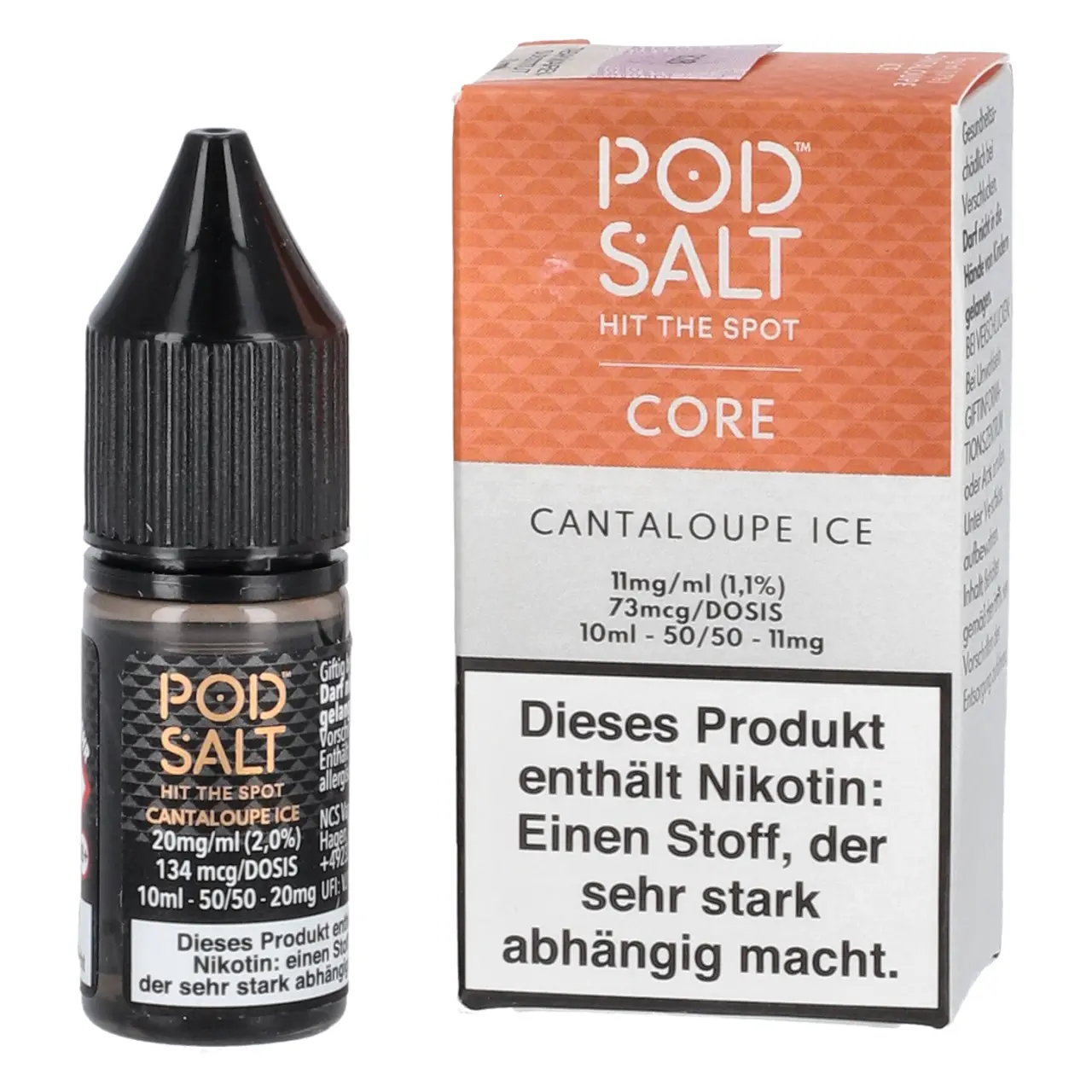 Pod Salt Core Honigmelone Ice (Cantaloupe Ice) Nikotinsalz Liquid, 10ml Cantaloupe Ice - Pod Salt Core Nikotinsalz Liquid Flasche 10ml