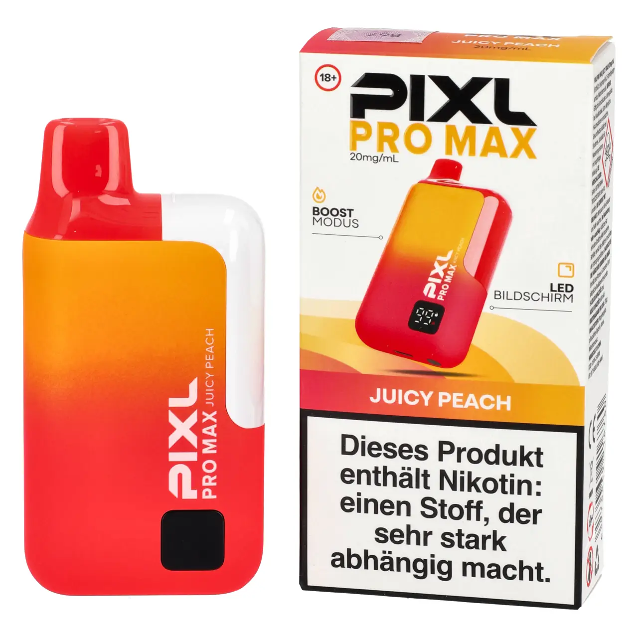Pixl Pro Max Vape Pfirsich (Juicy Peach) Basisgerät - befüllt mit 2ml Liquid Pixl Pro Max Vape Juicy Peach Basisgerät