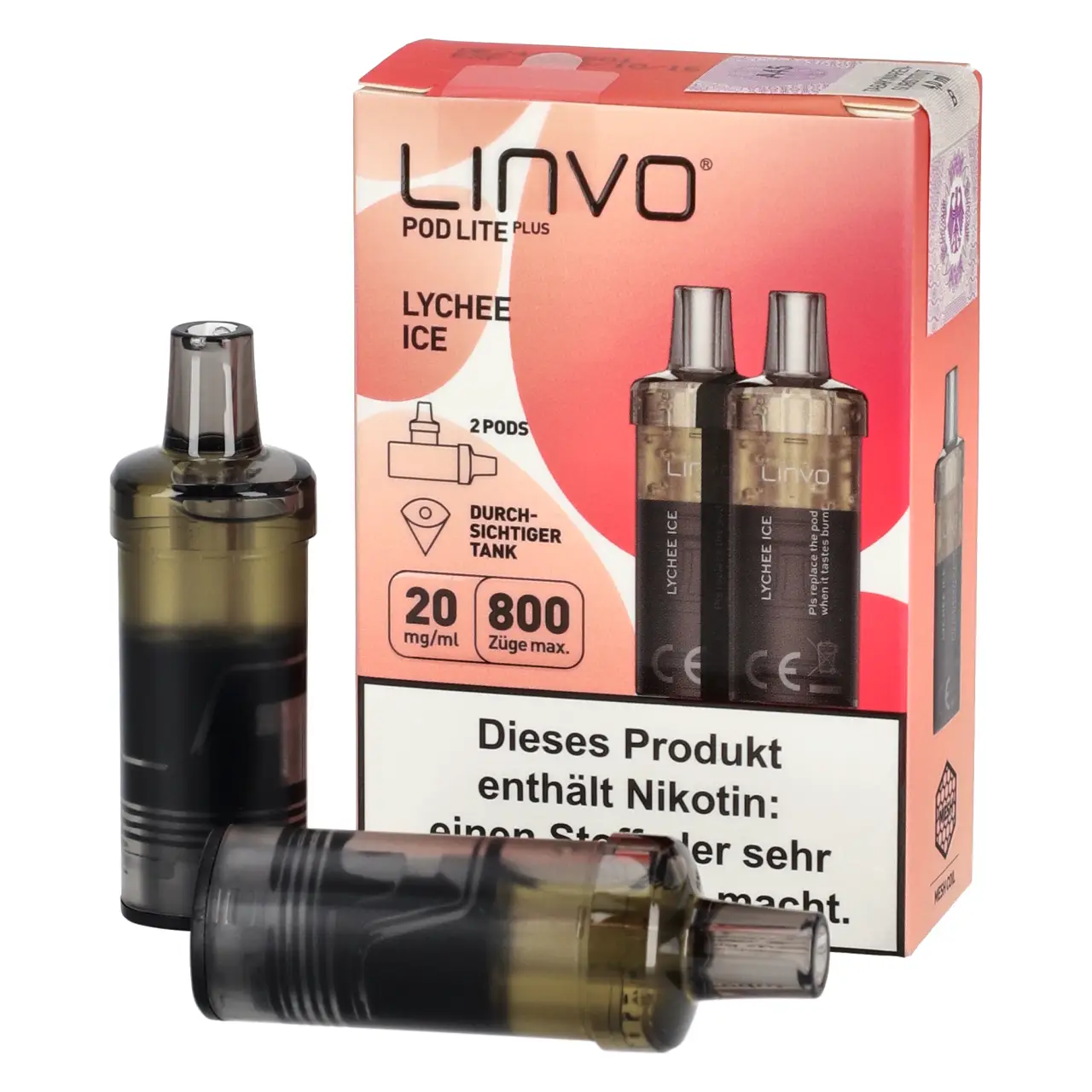 Linvo Pod Lite Plus kühle Litschi (Lychee Ice) 2ml Liquid Pods, 2-er Pack Lychee Ice - Linvo Pod Lite Plus Prefilled Pod - 2er Packung