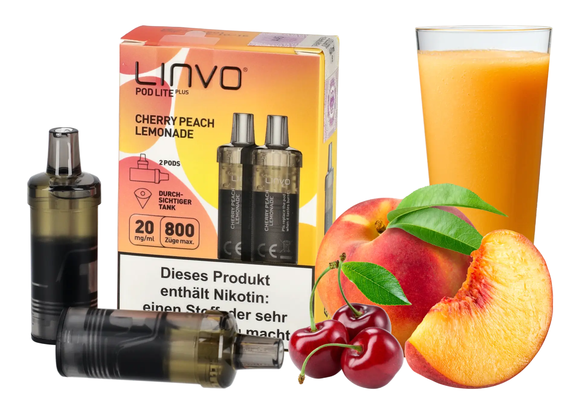 Linvo Pod Lite Plus Cherry Peach Lemonade mit Fruchtbilder