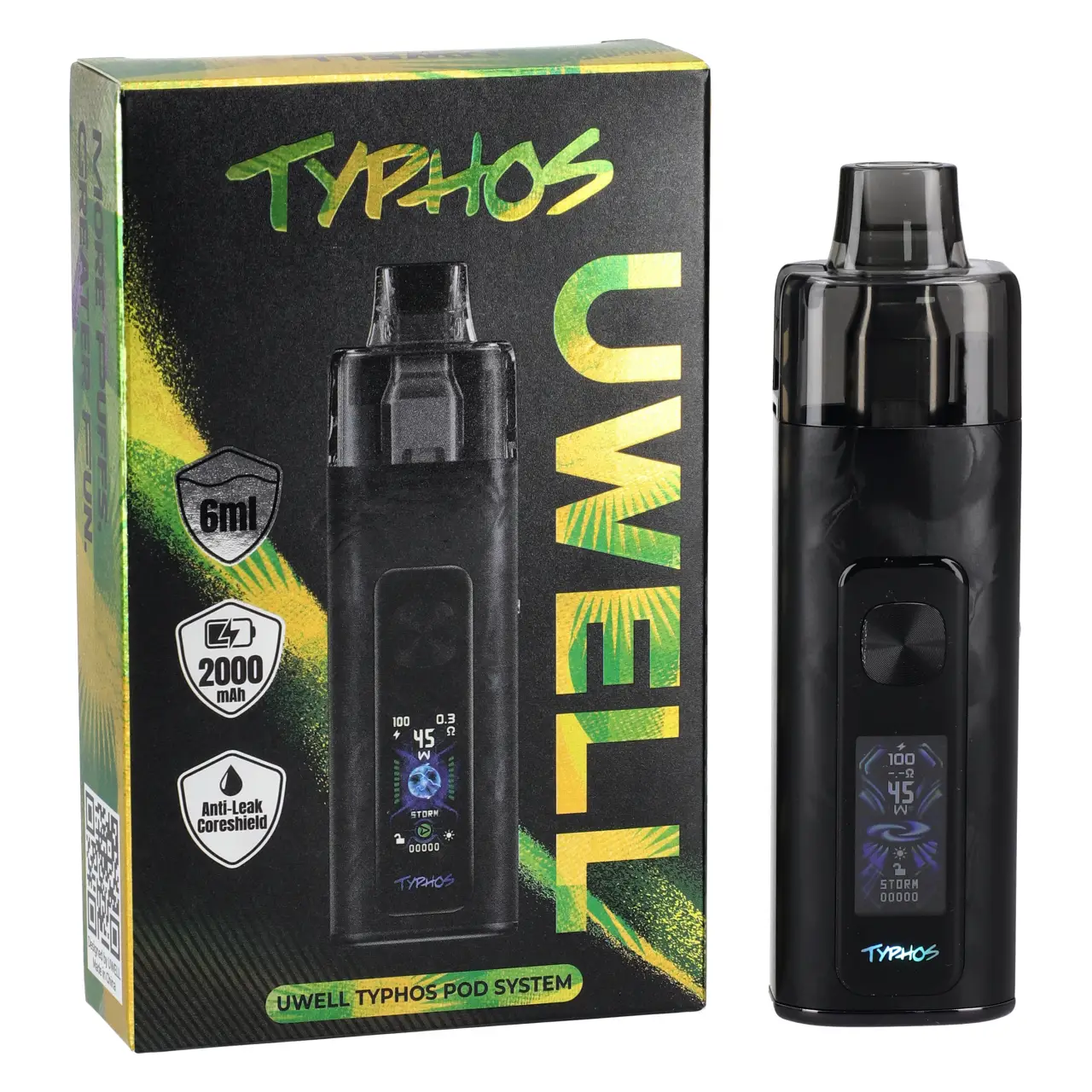 Uwell Typhos E-Zigarette - Polar Black - mit Verpackung