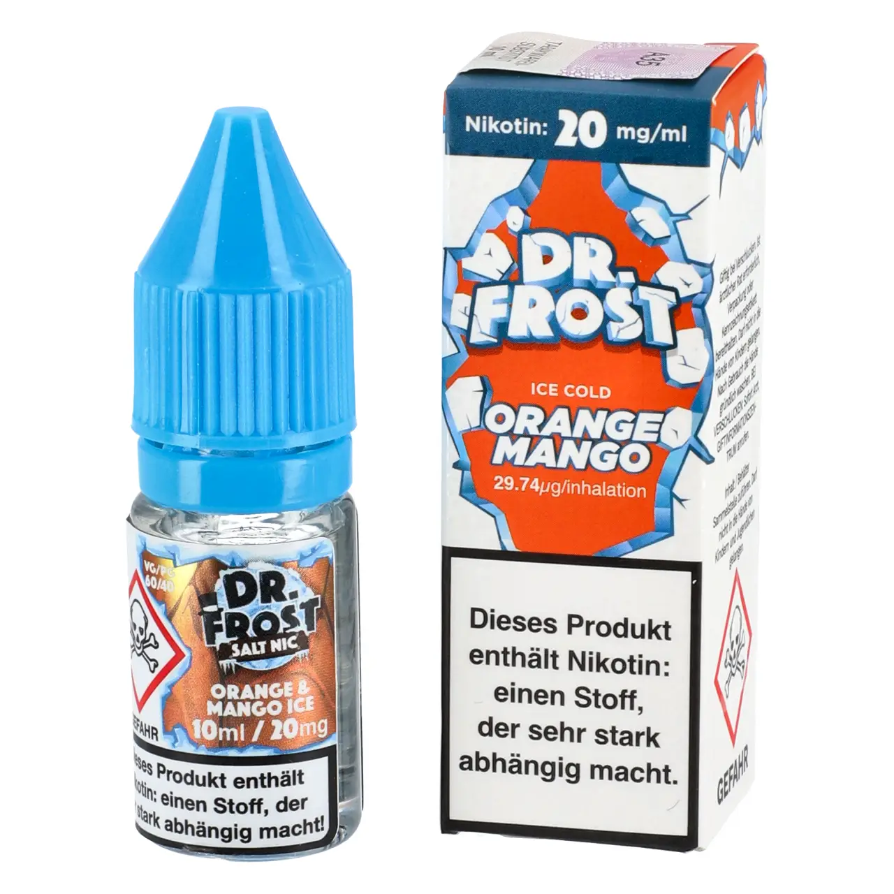 Ice Cold Orange Mango - Dr. Frost Nikotinsalz Liquid für Mehrweg Vape - 10ml