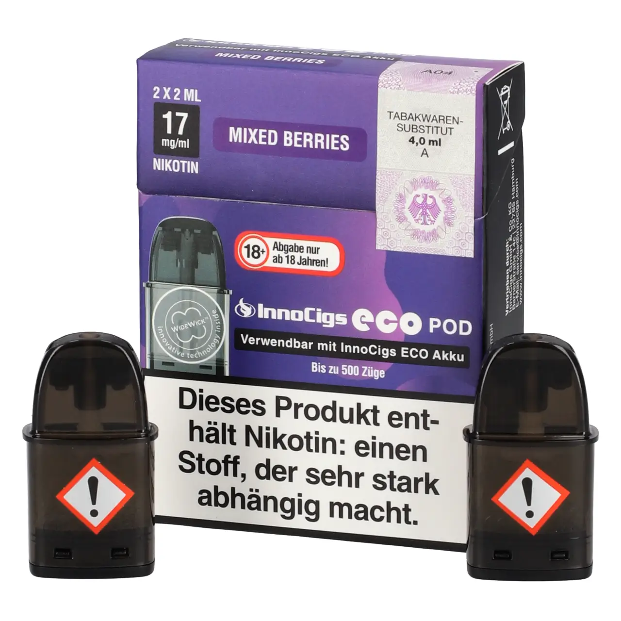 InnoCigs Eco Pod Beerenmix (Mixed Berries) Liquid 2ml, 2-er Pack Mixed Berries - Innocigs Eco Pod befüllt mit 2ml Liquid - für ECO Akku - 2er Packung