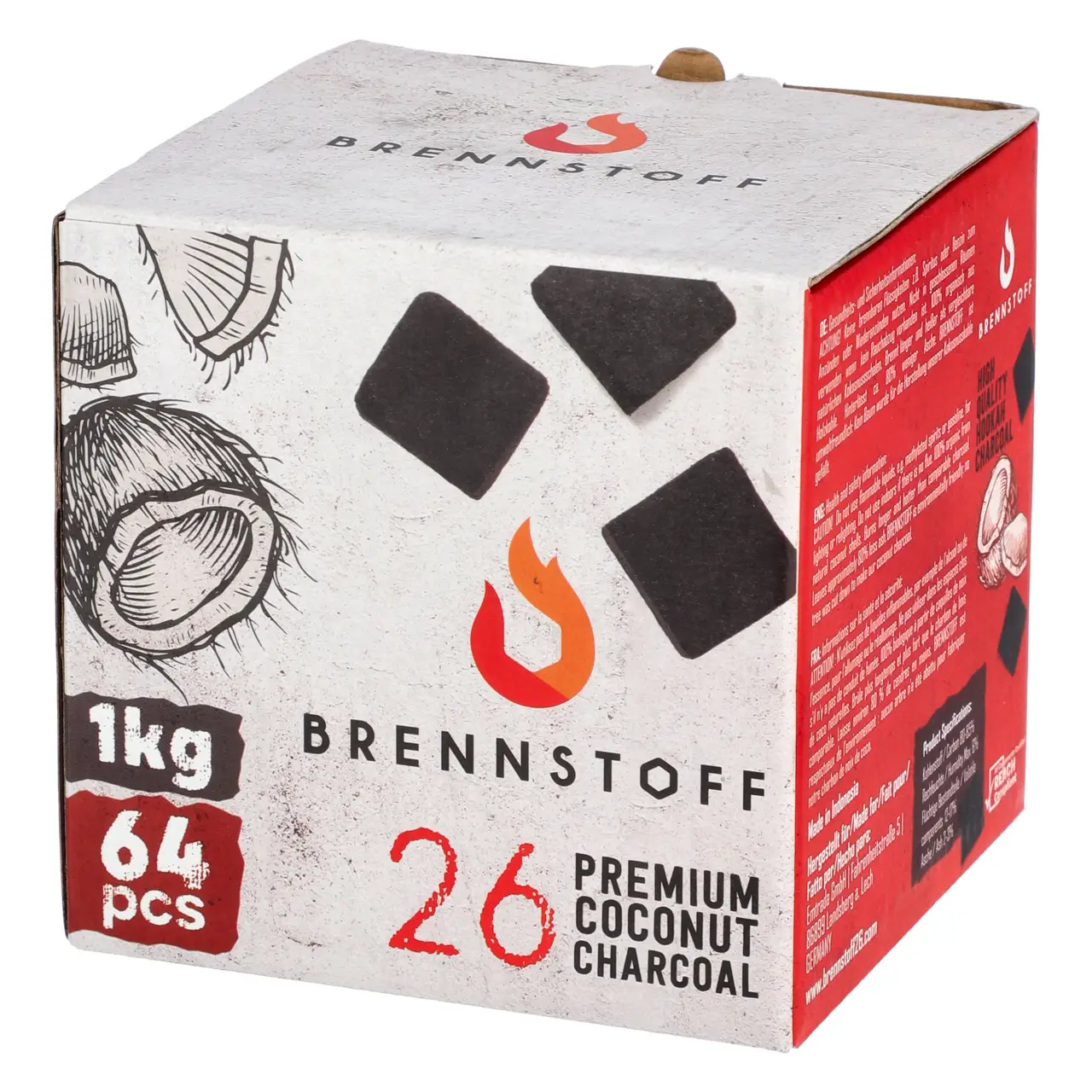 Brennstoff 26-er Naturkohle, 1 kg Brennstoff Shisha Kohle 26mm - 1 kg