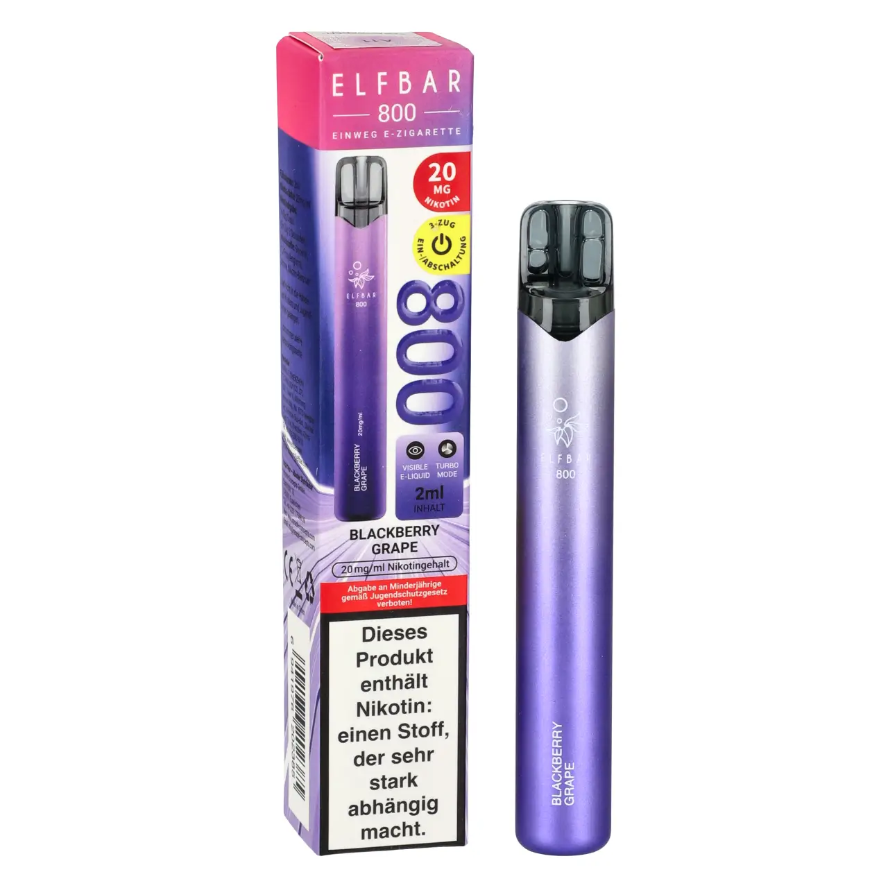 Elf Bar 800 Blackberry Grape - Brombeere Traube - Einweg Vape, 2ml Liquid Elfbar 800 Blackberry Grape Einweg Vape