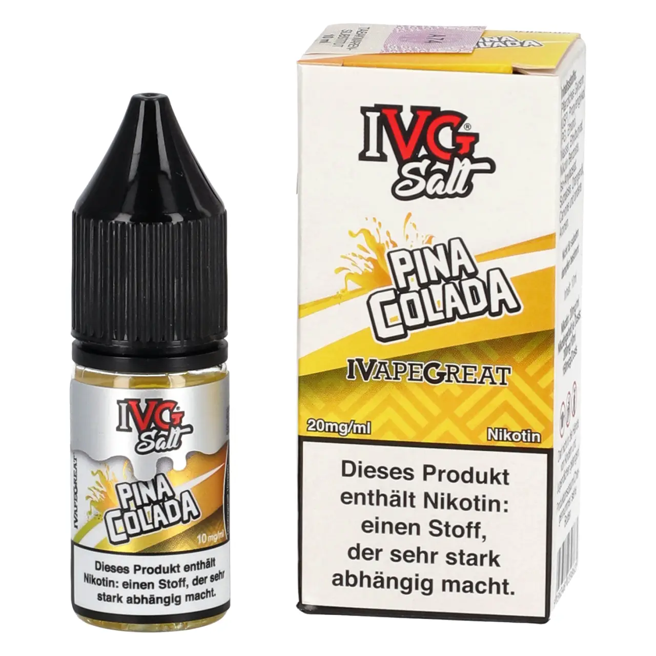 IVG Salt Ananas Kokosnuss Sahne Ice (Pina Colada) Nikotinsalz Liquid, 10ml IVG Salt Pina Colada - Nikotinsalz Liquid in der 10ml Flasche