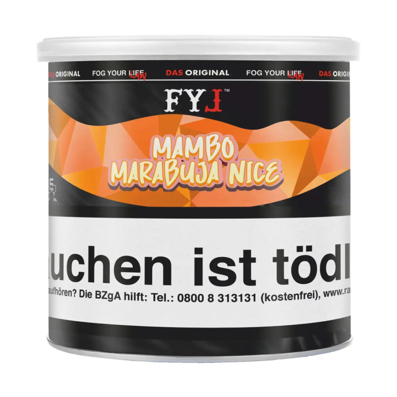 Fog Your Law Mango Maracuja Ice (Mambo Marabuja Nice) Dry Base Aroma Tabak, 70g Fog Your Law Pfeifentabak Mambo Marabuja Nice - Mango Maracuja Ice