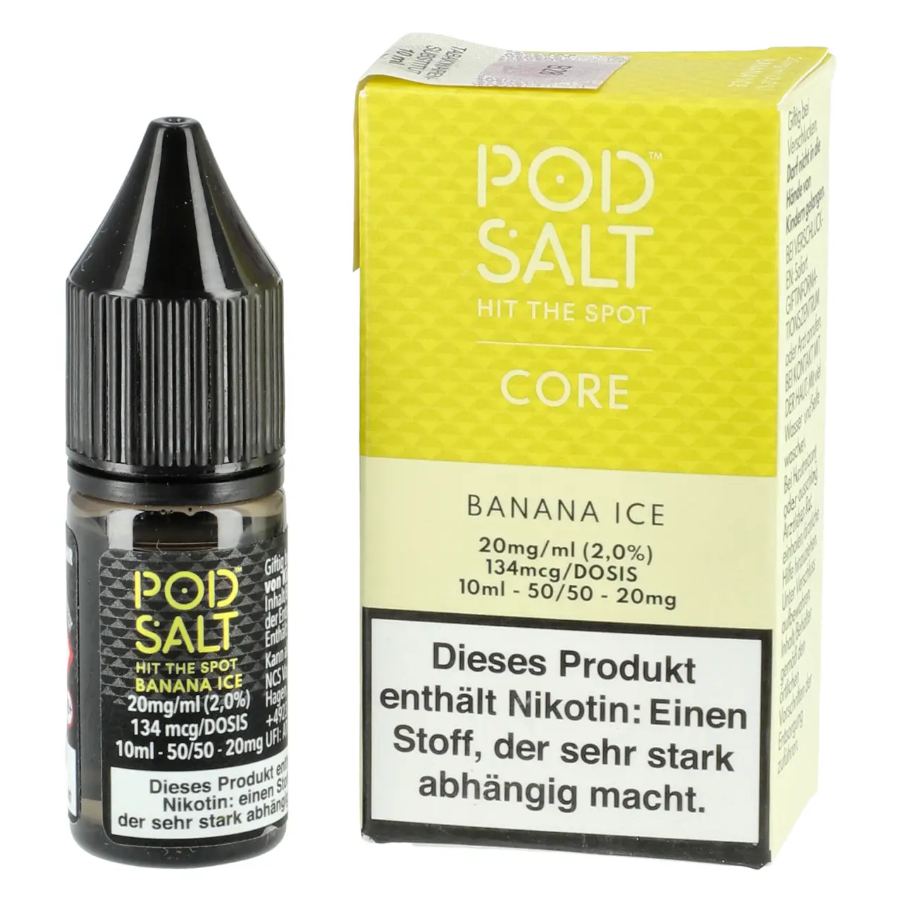 Pod Salt Core kühle Banane (Banana Ice) Nikotinsalz Liquid, 10ml Banana Ice - Pod Salt Core Nikotinsalz Liquid Flasche 10ml