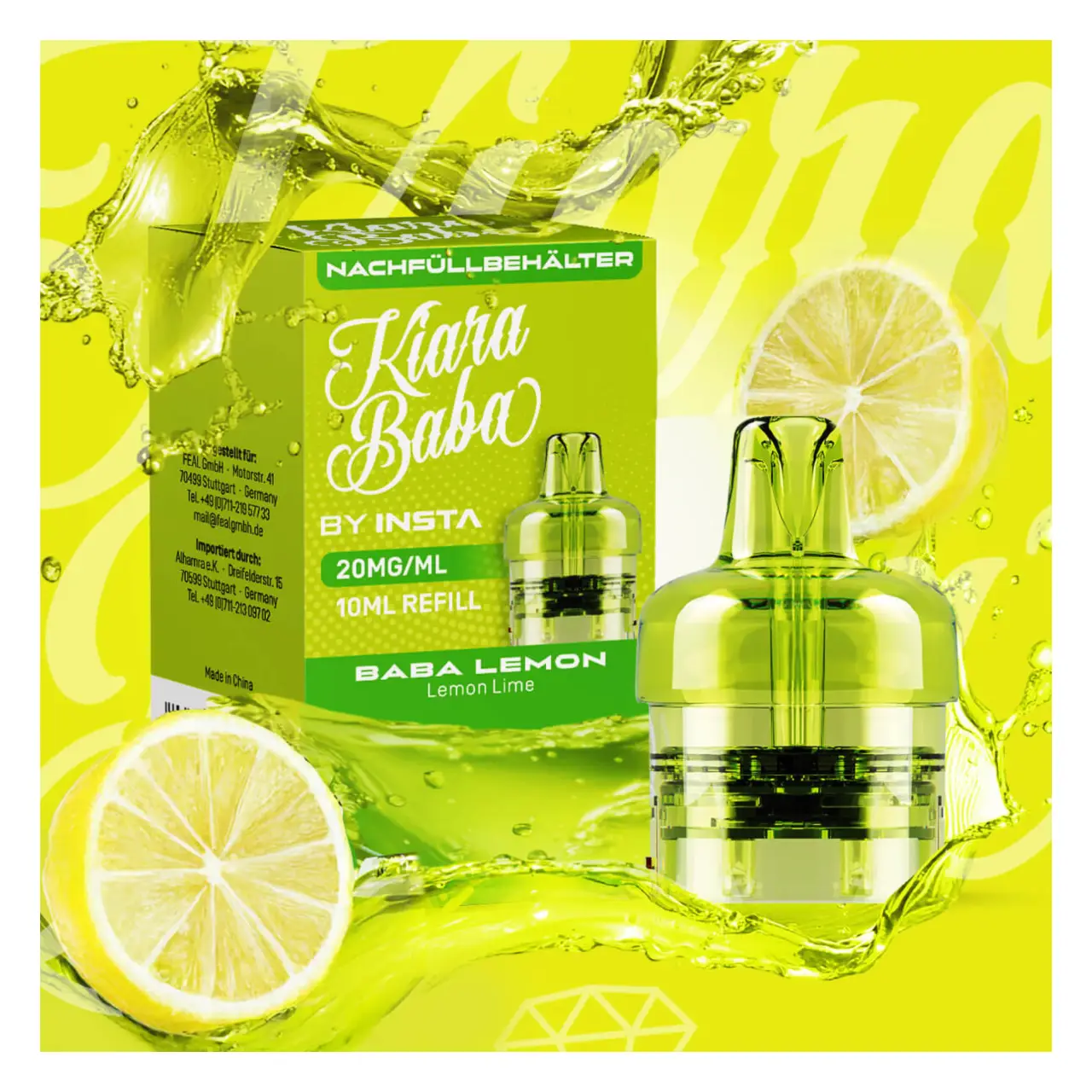 Kiara Baba 10K - Baba Lemon - Zitrone Limette - Refill Container mit 10ml Liquid Kiara Baba - Baba Lemon