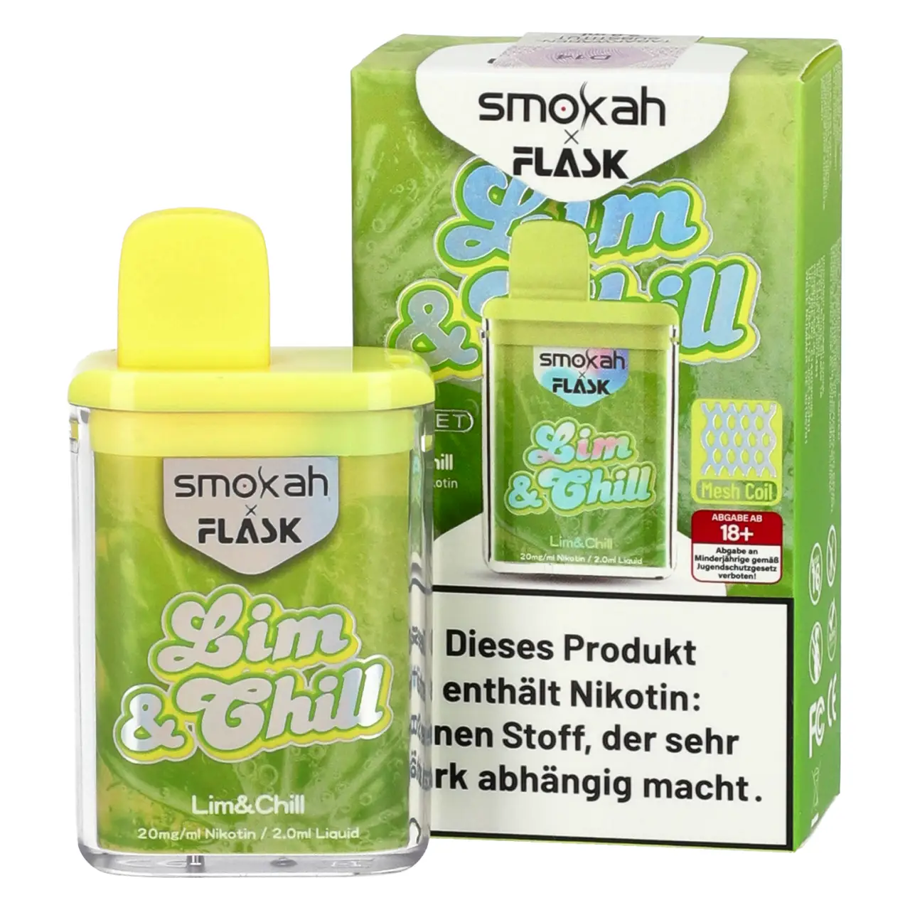 Smokah x Flask Pocket Limette Ice (Lim & Chill) Einweg Vape Lim & Chill - Smokah x Flask Pocket Einweg Vape