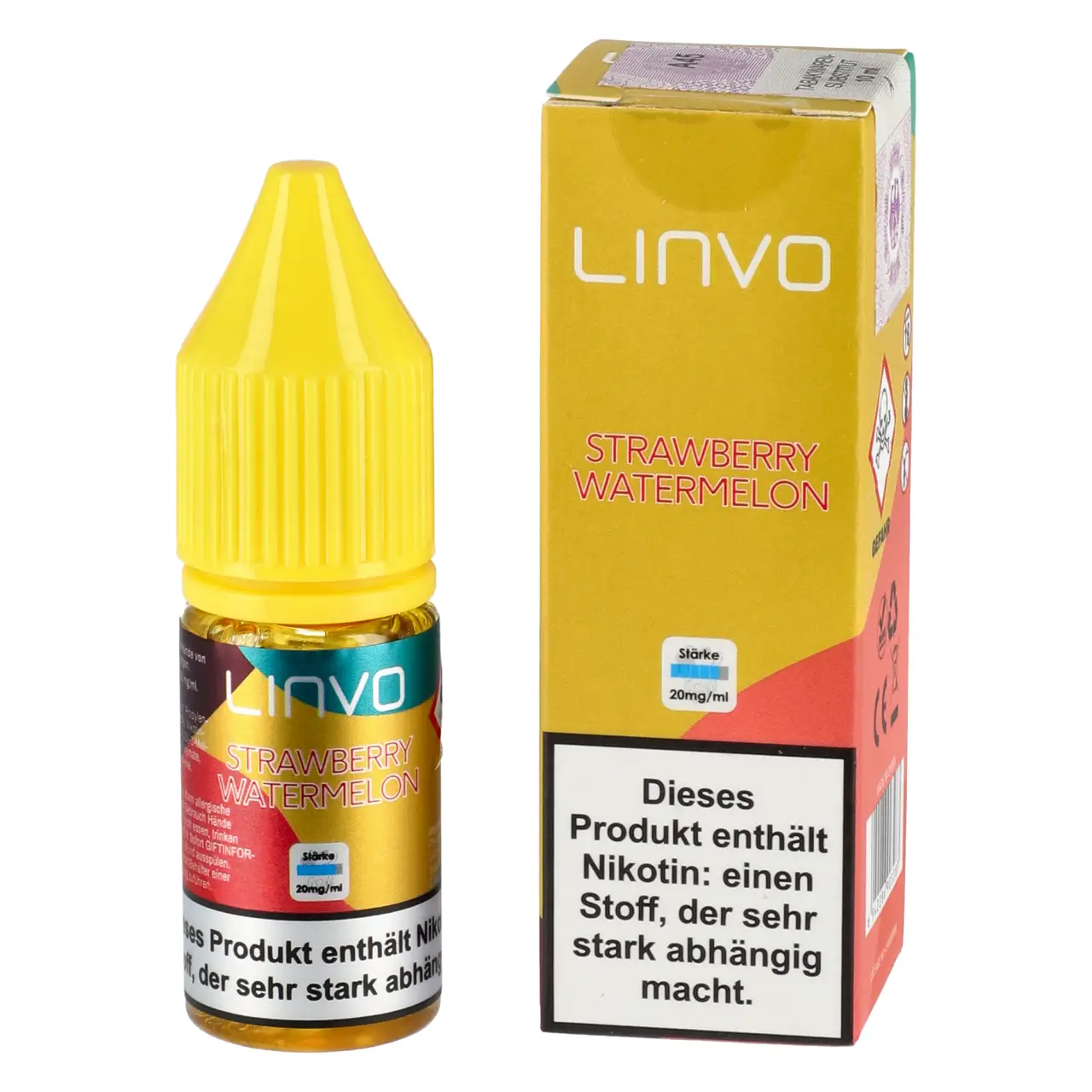 Linvo Liquid Erdbeere Wassermelone (Strawberry Watermelon) Nikotinsalz, 10ml Strawberry Watermelon - Linvo Nikotinsalz Liquid für Mehrweg Vape - 10ml