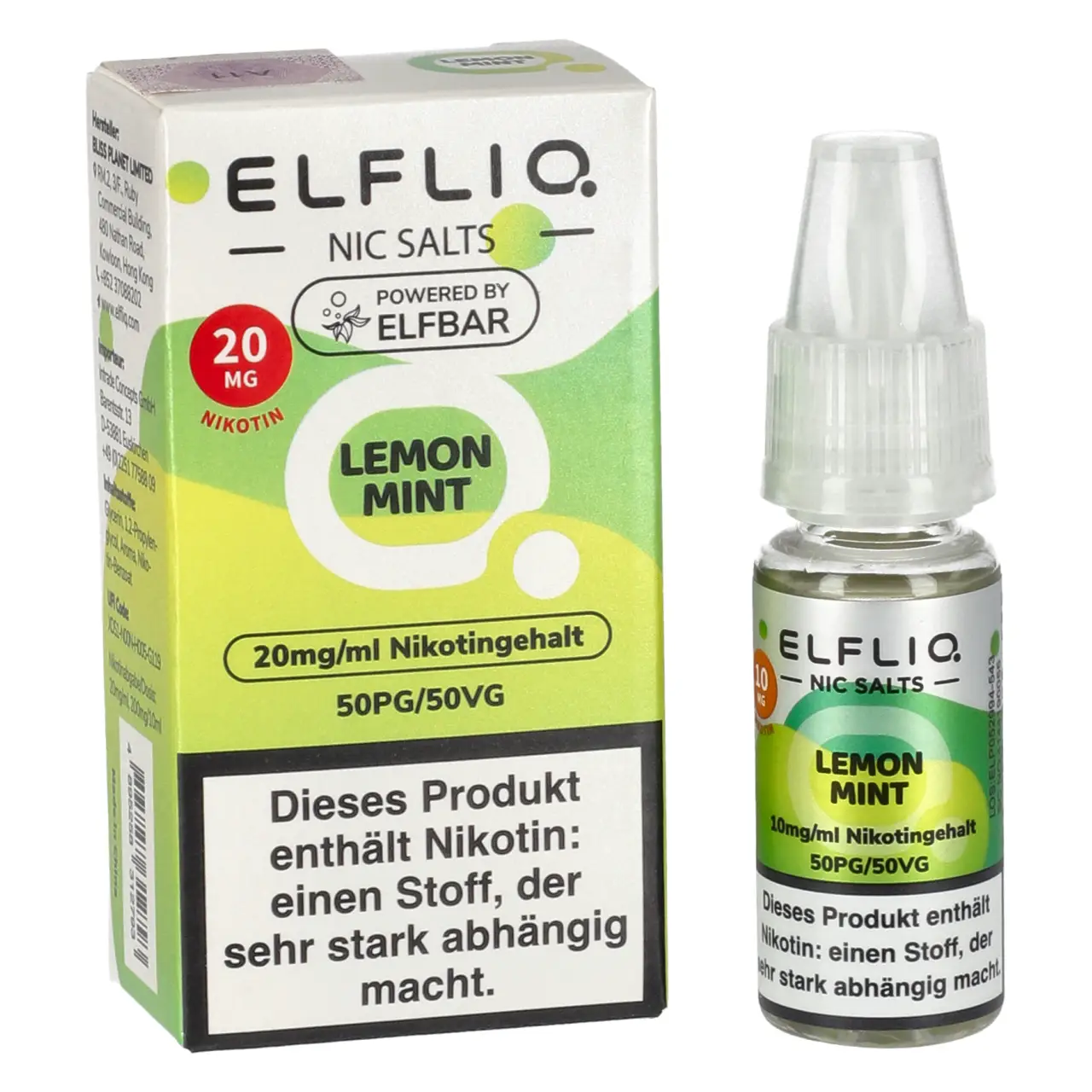 Elfliq Zitrone Minze (Lemon Mint) Nikotinsalz Liquid, 10ml Elfliq Lemon Mint Liquid by Elfbar