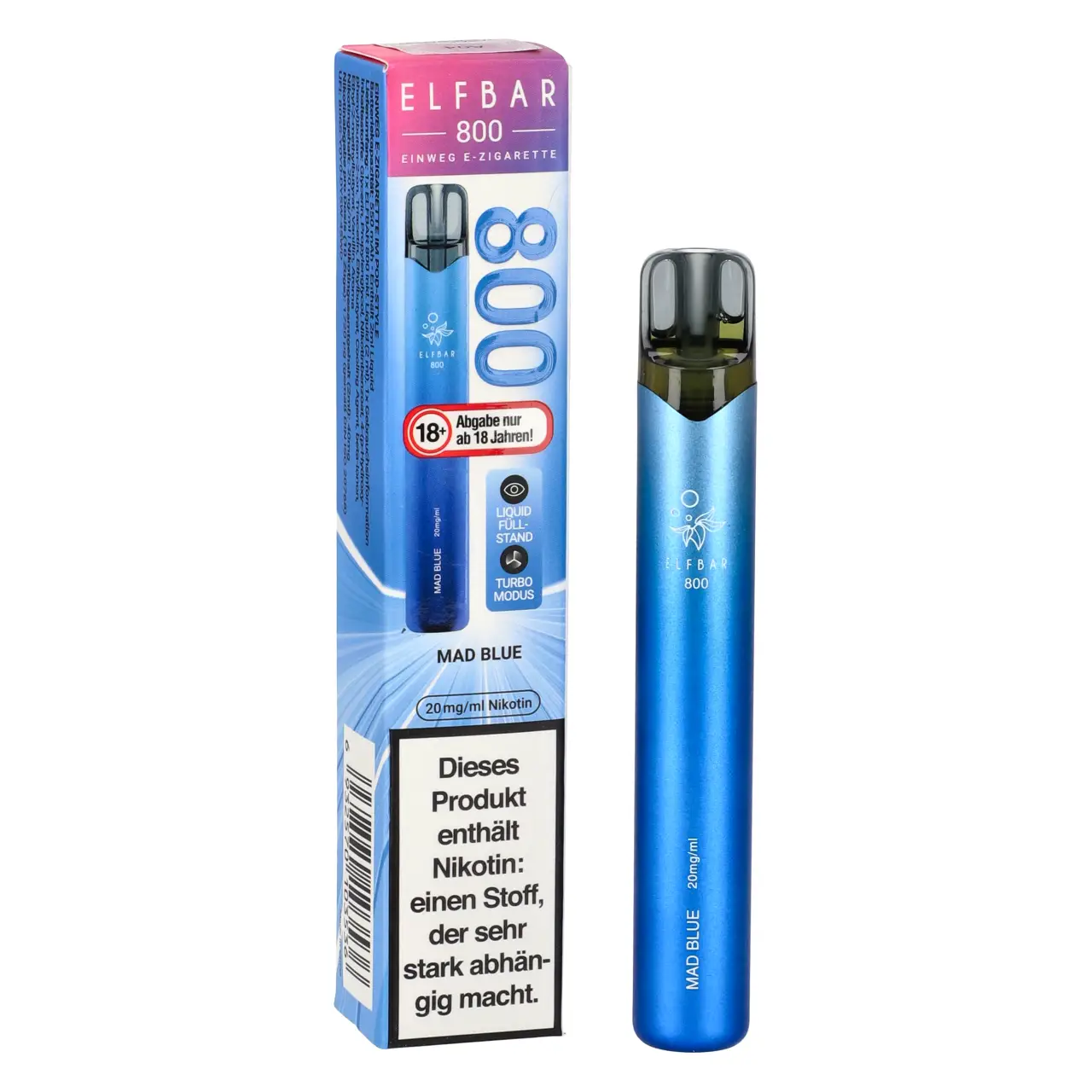 Elf Bar 800 Mad Blue - Himbeere Blaubeere Brombeere - Einweg Vape, 2ml Liquid Elfbar 800 Mad Blue Einweg Vape