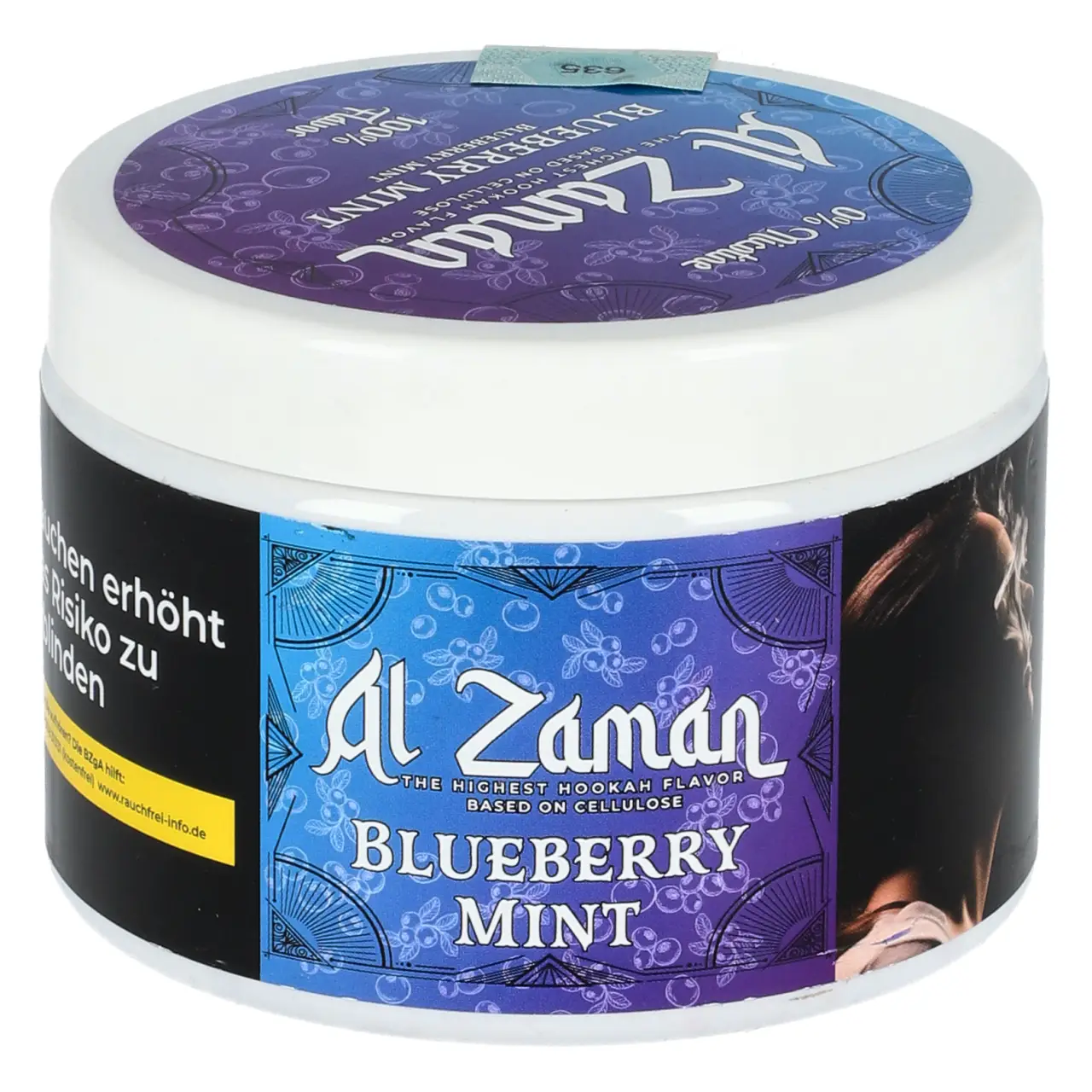Al Zaman Blaubeere Minze (Blueberry Mint) nikotinfreier Shisha Tabak, 200g Al Zaman Blueberry Mint Shisha Tabak Ersatz 200g