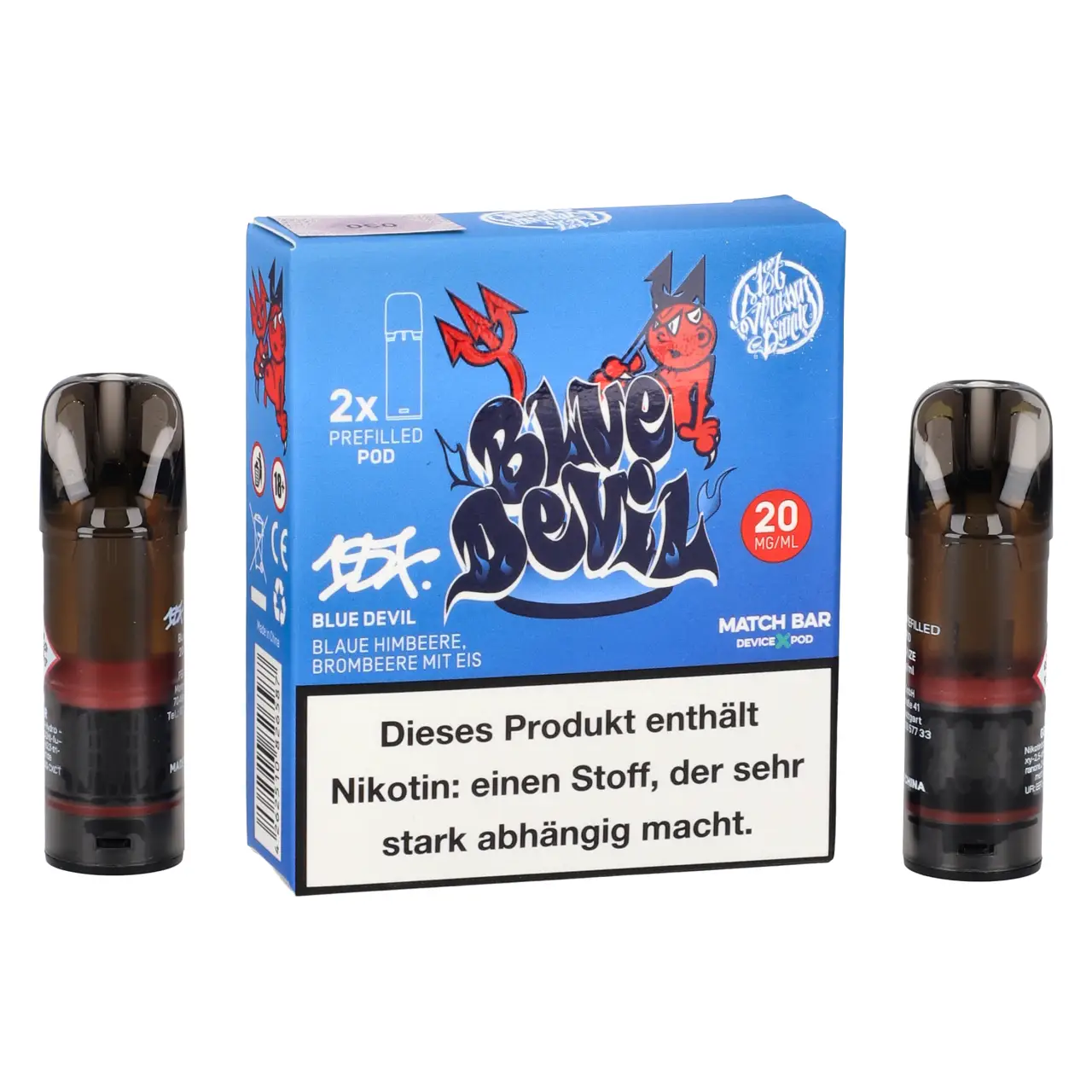 187 Strassenbande POD Blue Devil - Blaue Himbeere Brombeere Eis - 2ml Liquid, 2er Pack 187 Pods Blue Devil im 2er Pack