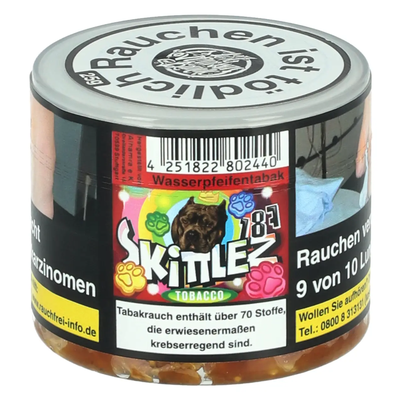 187 Tabak Skittlez - Erdbeere Johannisbeere Limette Orange Zitrone - Shisha Tabak 25g 187 Tabak Skittlez - Erdbeere Johannisbeere Limette Orange Zitrone - 25g