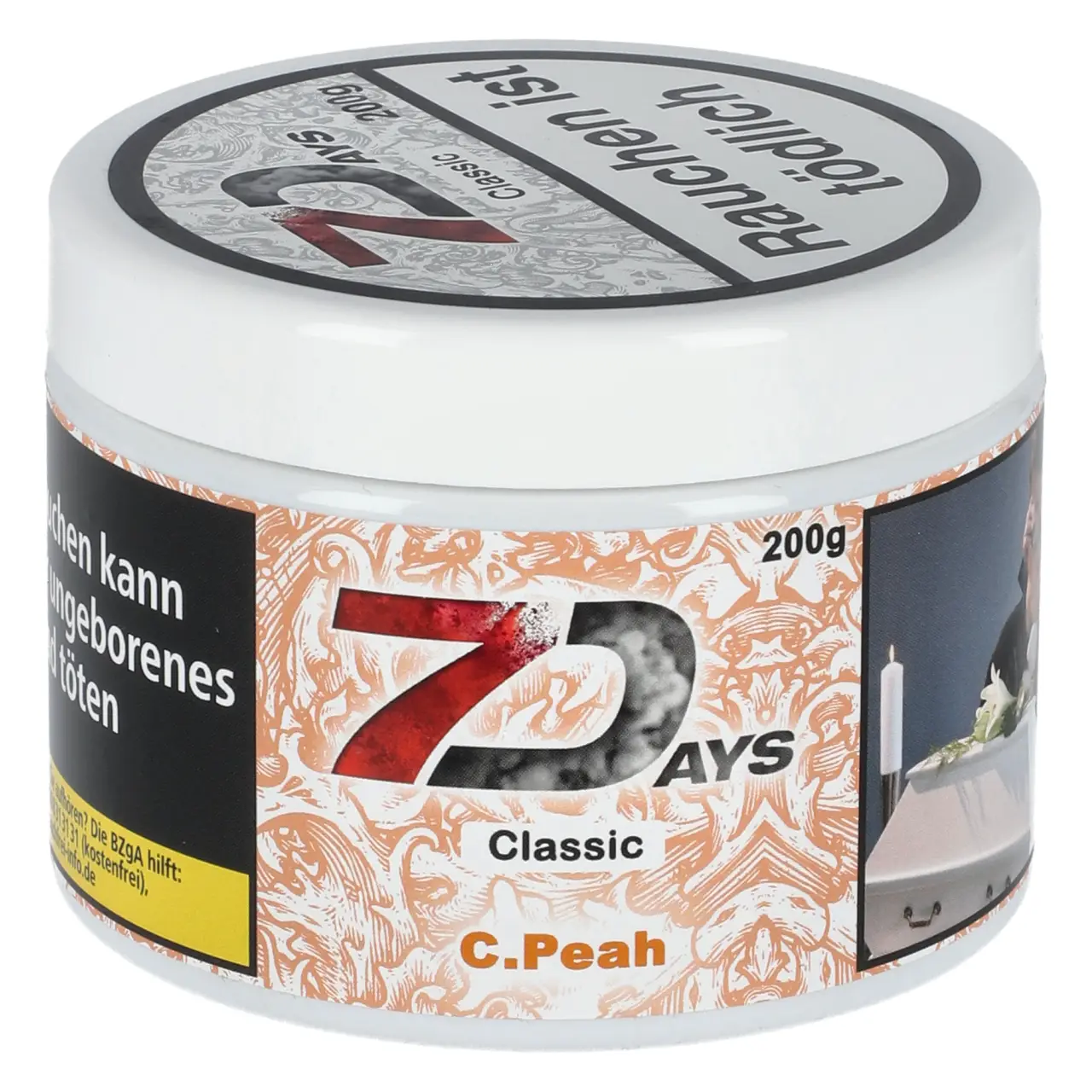 7 Days Classic Pfirsich Ice (C.Peah) Shisha Tabak, 200g 7 Days Classic C.Peah Shisha Tabak 200g Dose