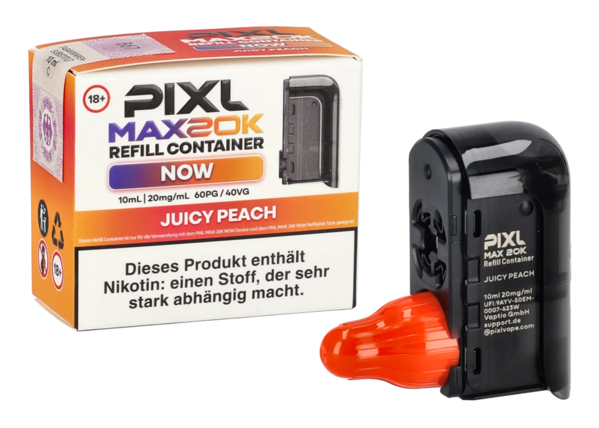 Pixl Vape Max 20K Now Refill Container Juicy Peach