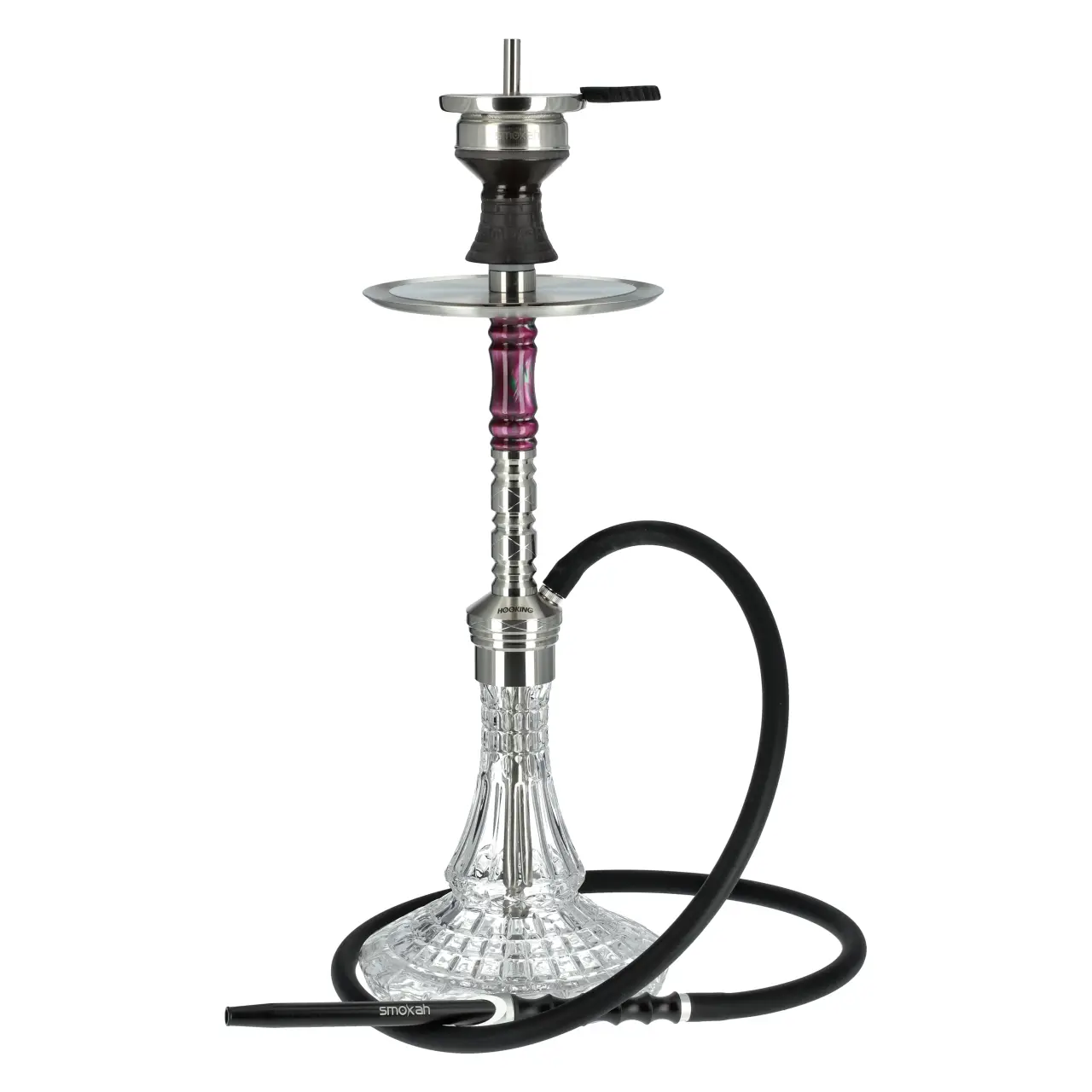 Hooking Edelstahl Shisha Smoky Komplett-Set, 63 cm Hooking Smoky Shisha Violet mit Bowl HK3