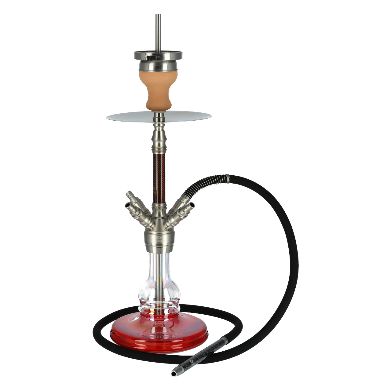 Caesar Alu Shisha Carbon Stainless Steel Color Mid 01 - Red Shining - Red, 48 cm hoch