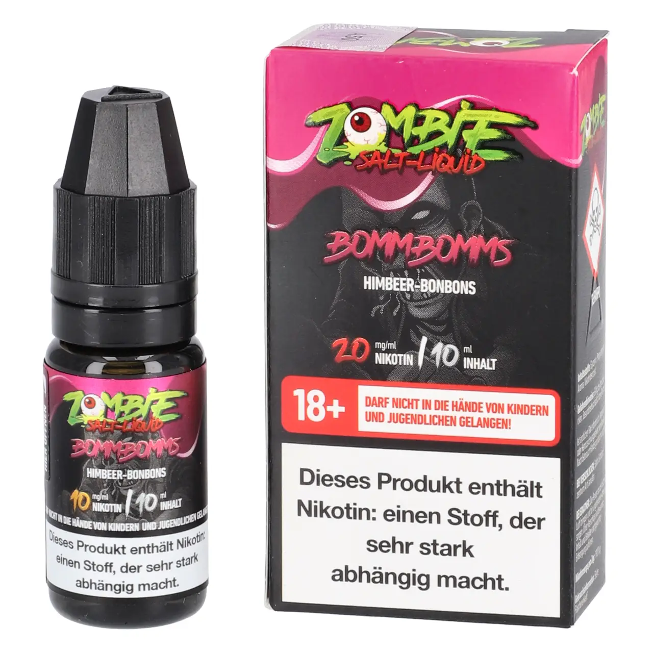 Zombie Himbeerbonbons (Bommbomms) Nikotinsalz Liquid, 10ml Bommbomms - Zombie Salt Liquid für Mehrweg Vape - 10ml