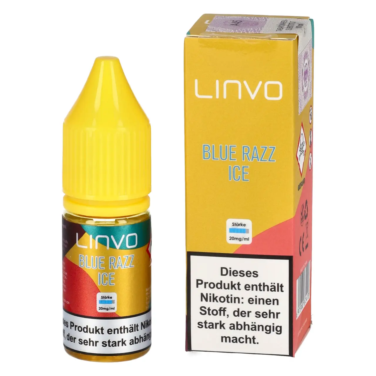 Linvo Liquid kühle blaue Himbeere (Blue Razz Ice) Nikotinsalz, 10ml Blue Razz Ice - Linvo Nikotinsalz Liquid für Mehrweg Vape - 10ml
