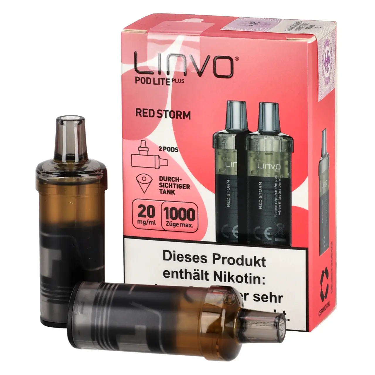 Linvo Pod Lite Plus Melone rote Früchte Ice (Red Storm) 2ml Liquid Pods, 2-er Pack Red Storm - Linvo Pod Lite Plus Prefilled Pod - 2er Packung