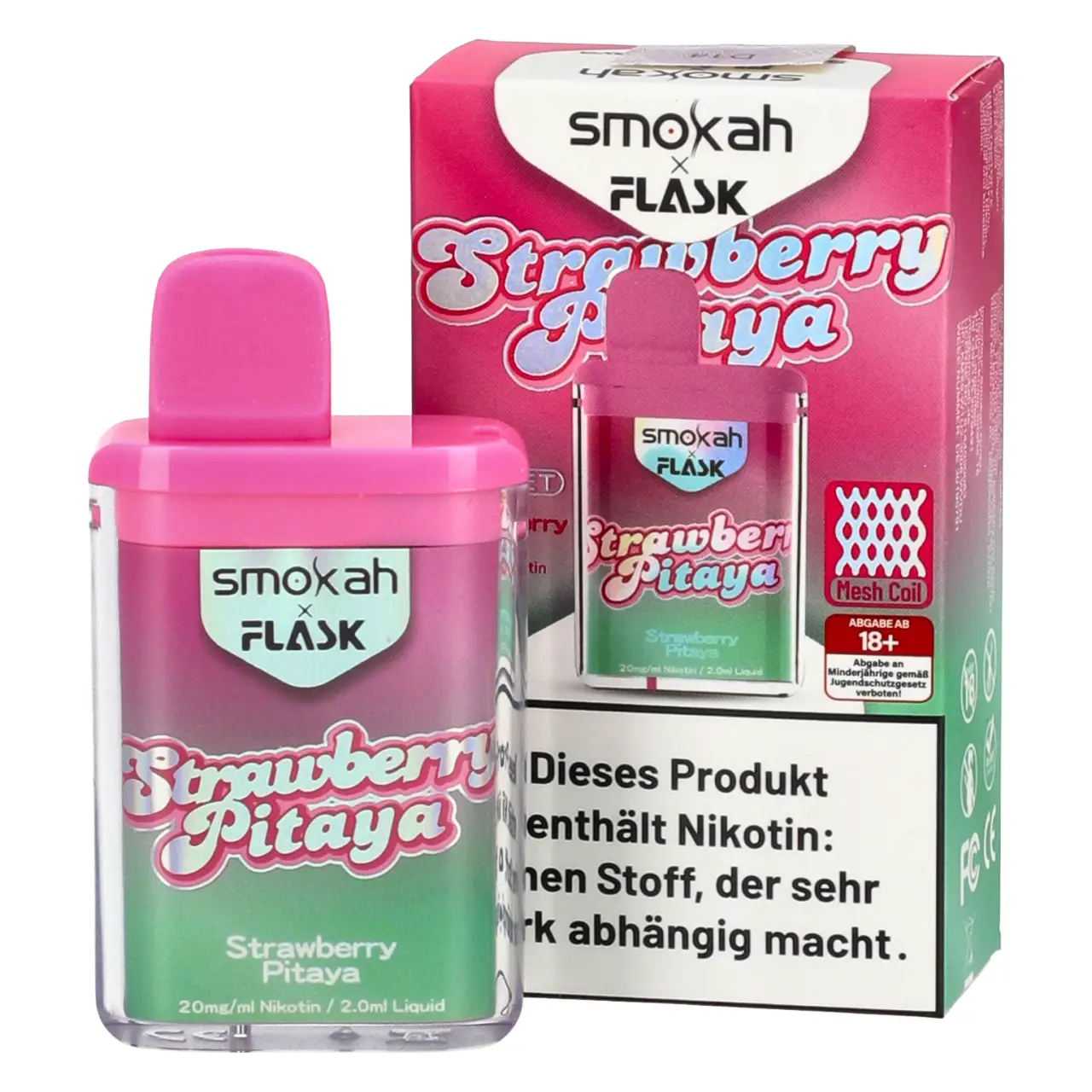 Smokah x Flask Pocket Erdbeere Drachenfrucht (Strawberry Pitaya) Einweg Vape Strawberry Pitaya - Smokah x Flask Pocket Einweg Vape
