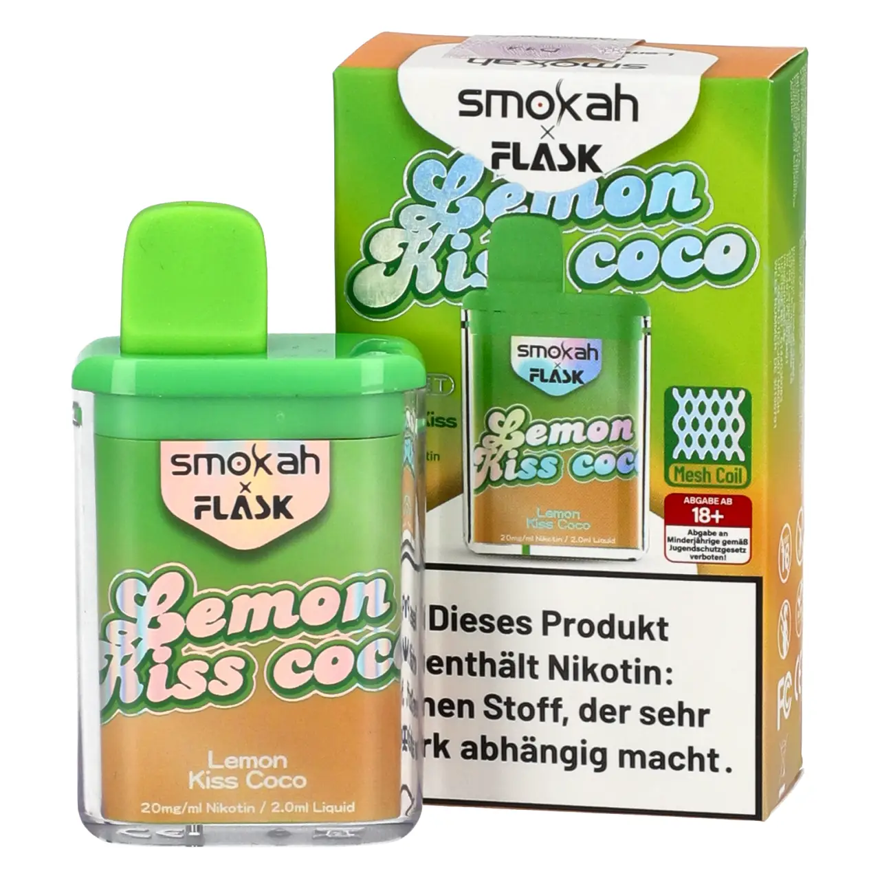 Smokah x Flask Pocket Zitrone Kokosnuss (Lemon Kiss Coco) Einweg Vape Lemon Kiss Coco - Smokah x Flask Pocket Einweg Vape