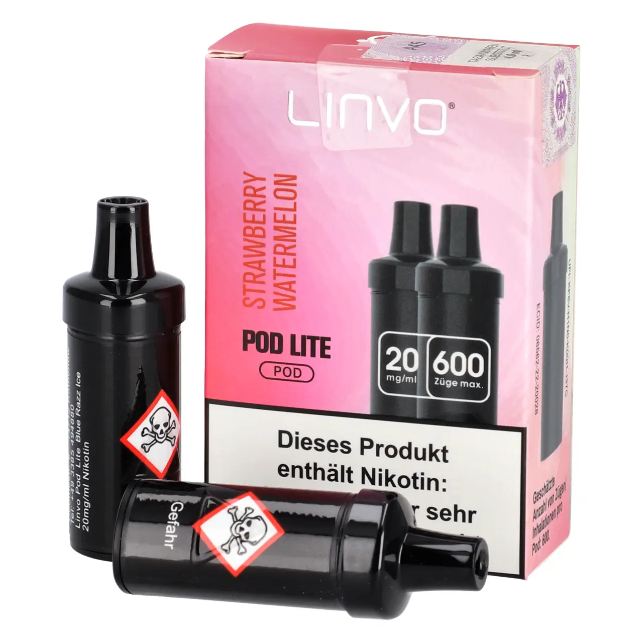 Linvo Pod Lite Erdbeere Wassermelone (Strawberry Watermelon) 2ml Liquid Pods, 2-er Pack Strawberry Watermelon - Linvo Pod Lite Prefilled Pod - 2er Packung