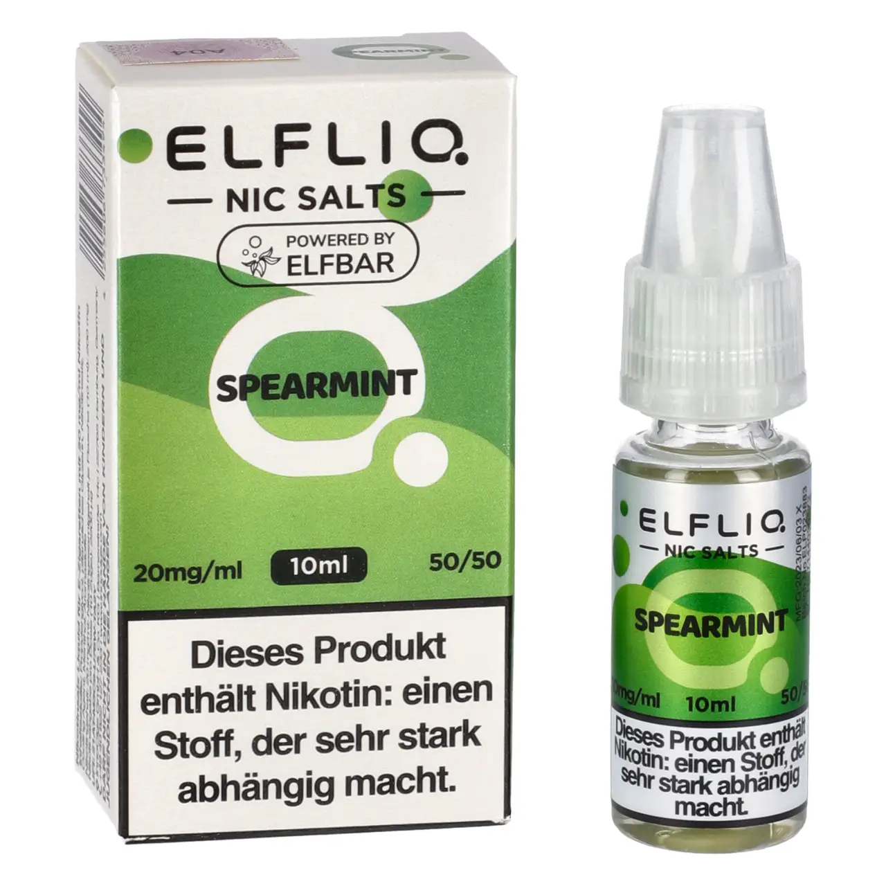 Elfliq Minze (Spearmint) Nikotinsalz Liquid, 10ml Spearmint - Elfliq by Elfbar Nikotinsalz Liquid für Mehrweg Vape - 10ml