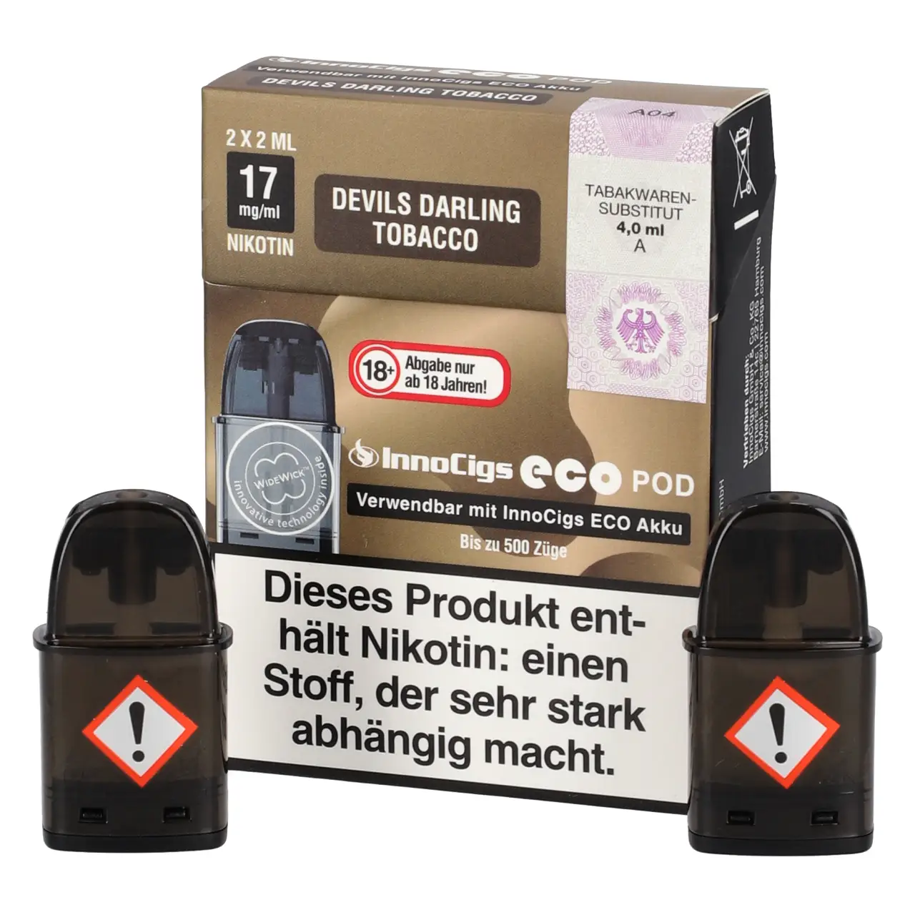 Devils Darling Tobacco - Innocigs Eco Pod befüllt mit 2ml Liquid - für ECO Akku - 2er Packung