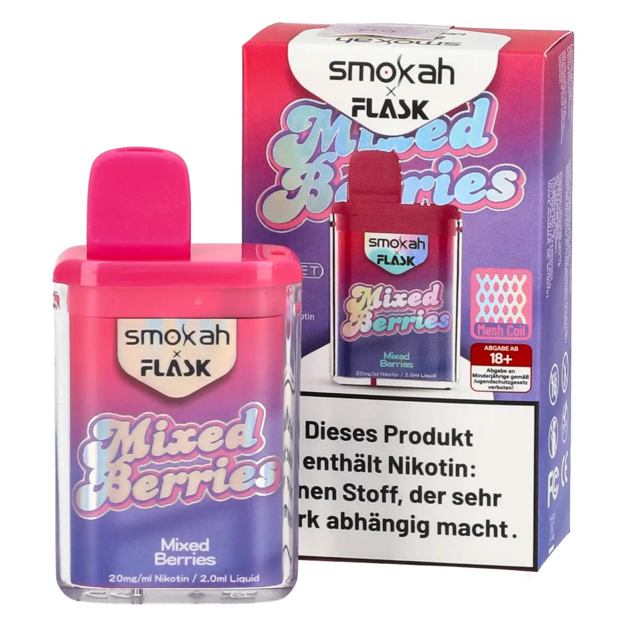 Smokah x Flask Pocket Beerenmix (Mixed Berries) Einweg Vape Mixed Berries - Smokah x Flask Pocket Einweg Vape