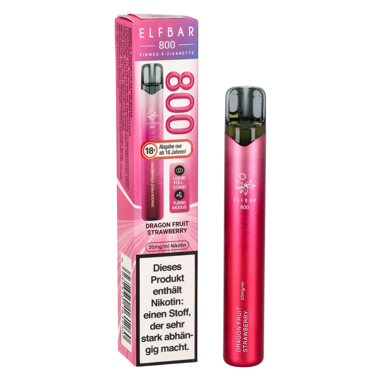 Elf Bar 800 Dragon Fruit Strawberry - Drachenfrucht Erdbeere - Einweg Vape, 2ml Liquid Elfbar 800 Dragon Fruit Strawberry Einweg Vape