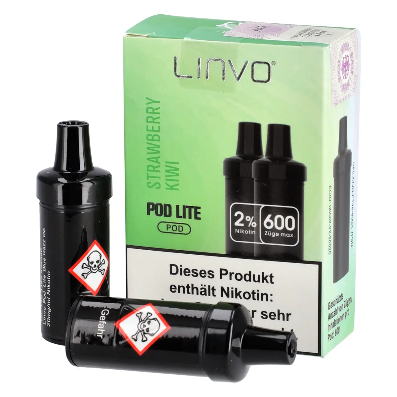 Linvo Pod Lite Erdbeere Kiwi (Strawberry Kiwi) 2ml Liquid Pods, 2-er Pack Strawberry Kiwi - Linvo Pod Lite Prefilled Pod - 2er Packung