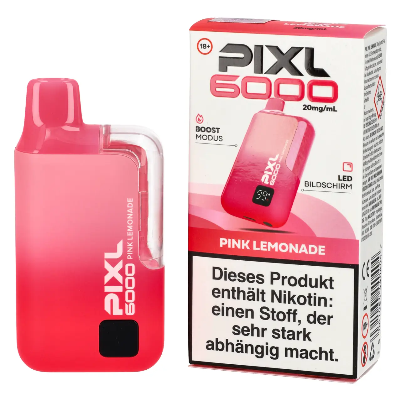 Pixl 6000 Vape Zitrone Himbeere Limonade (Pink Lemonade) Basisgerät - befüllt mit 2ml Liquid Pixl 6000 Vape Pink Lemonade Basisgerät