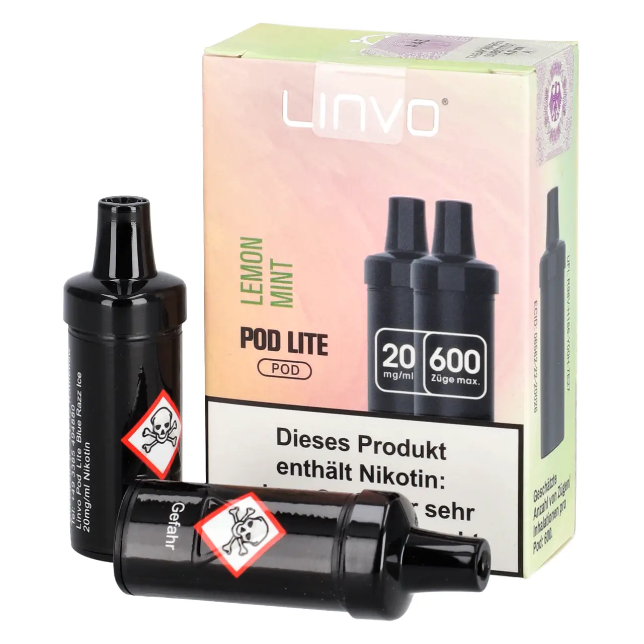 Linvo Pod Lite Zitrone Minze (Lemon Mint) 2ml Liquid Pods, 2-er Pack Lemon Mint - Linvo Pod Lite Prefilled Pod - 2er Packung