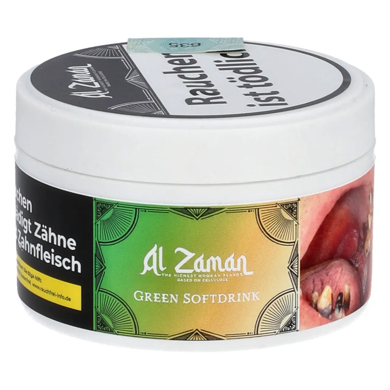 Al Zaman nikotinfreier Shisha Tabak Green Softdrink - Holunderblüte Ingwer Zitrone - 25g