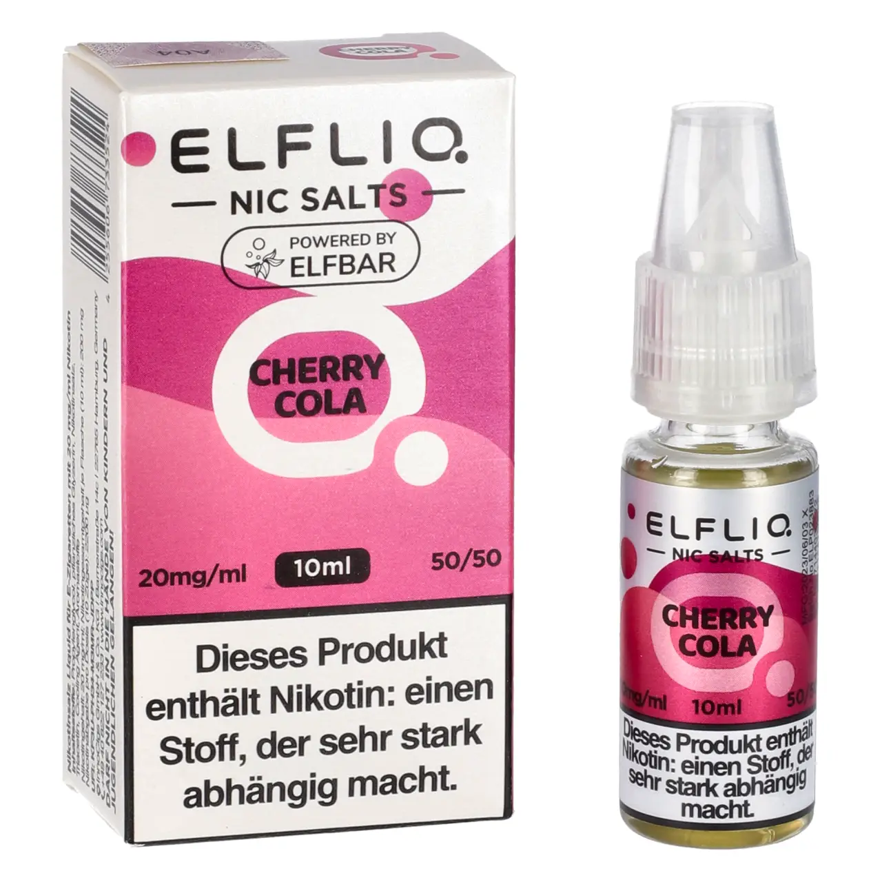 Elfliq Kirsche Cola (Cherry Cola) Nikotinsalz Liquid, 10ml Cherry Cola - Elfliq by Elfbar Nikotinsalz Liquid für Mehrweg Vape - 10ml