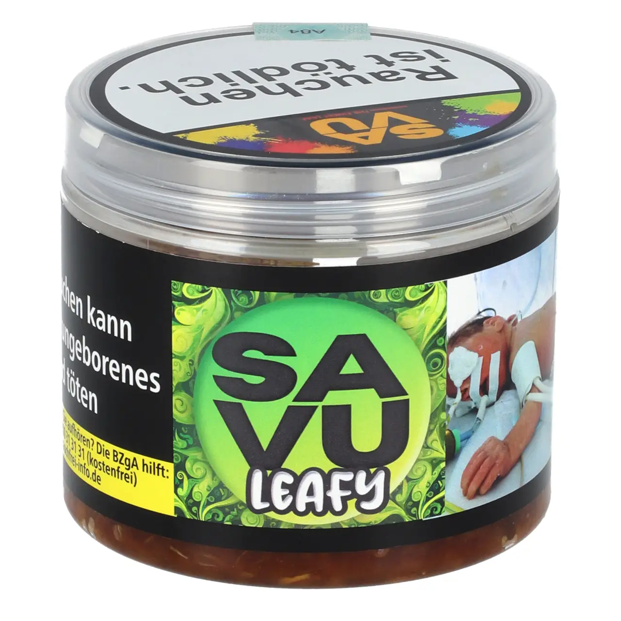 SAVU Tabak Leafy - Kaugummi Minze - Shisha Tabak 200g SAVU Leafy Shisha Tabak - 200g Dose