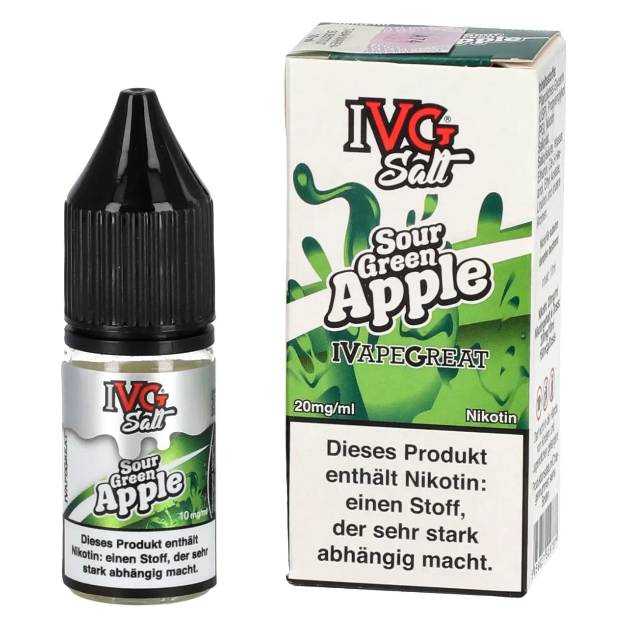 IVG Salt Sour Green Apple - Nikotinsalz Liquid in der 10ml Flasche