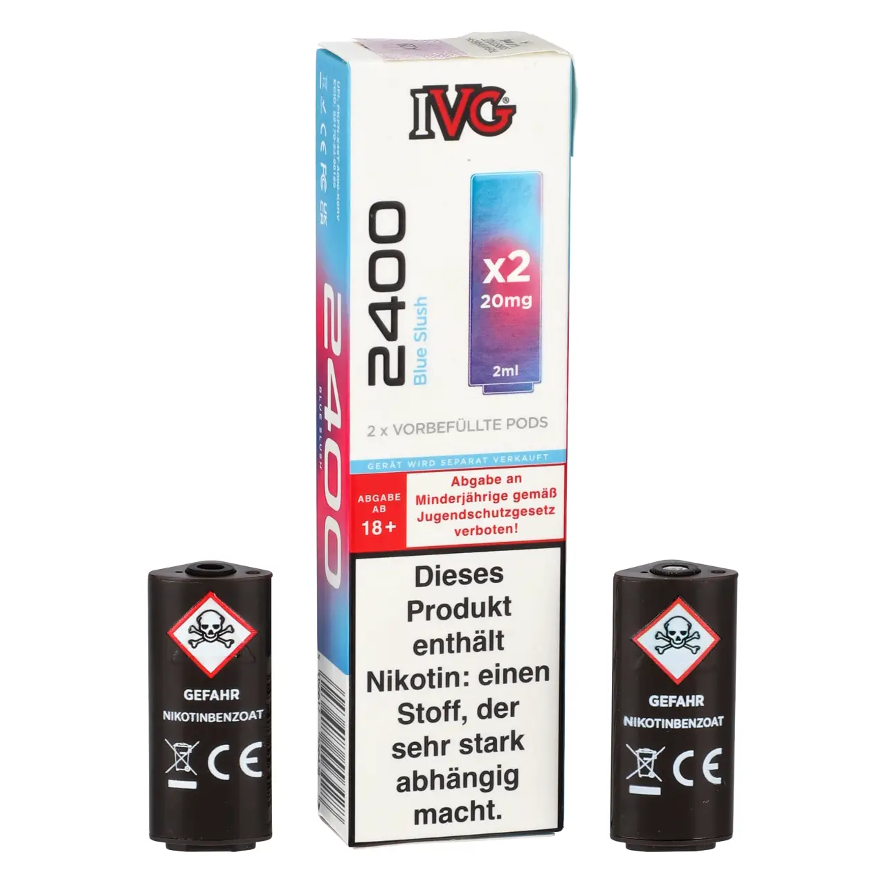 IVG 2400 Himbeere Blaubeere Ice (Blue Slush) Prefilled Pod, 2-er Pack Blue Slush - IVG 2400 vorbefüllte Pods für Mehrweg Vape - 2er Packung