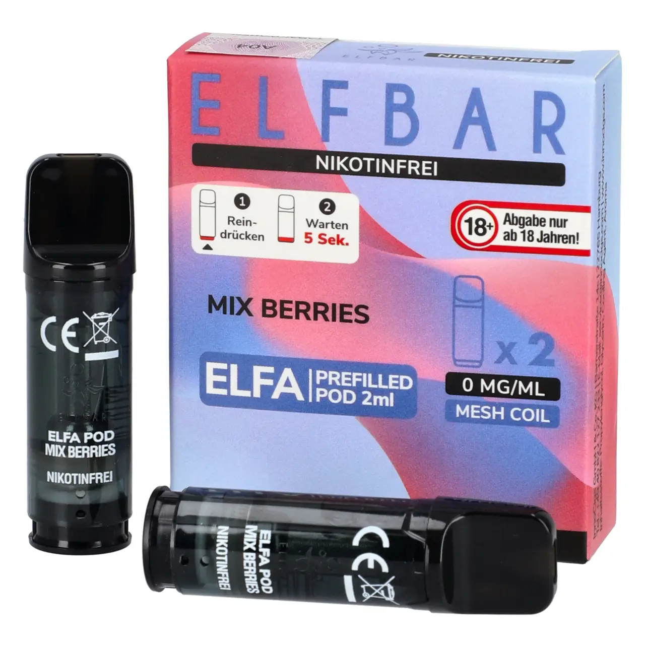 Nikotinfrei - Elf Bar ELFA Pod Beerenmix (Mix Berries), 2ml Liquid, 2-er Pack Nikotinfreie Elfbar ELFA Pods Mix Berries